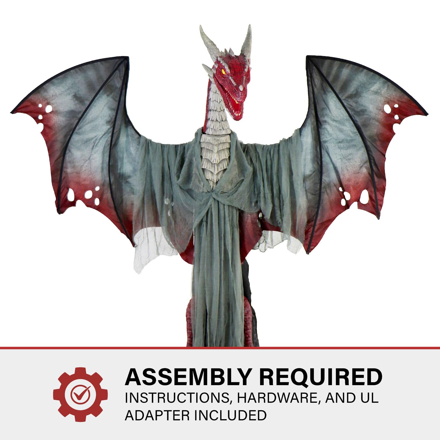 Haunted Hill Farm Motion-Activated 6-Ft. Tall Ghostly Guide, Plug-in Talking Scare Prop Animatronic with Spooky Sound Effects and Lights for Indoor or Covered Outdoor Creepy Halloween Decoration