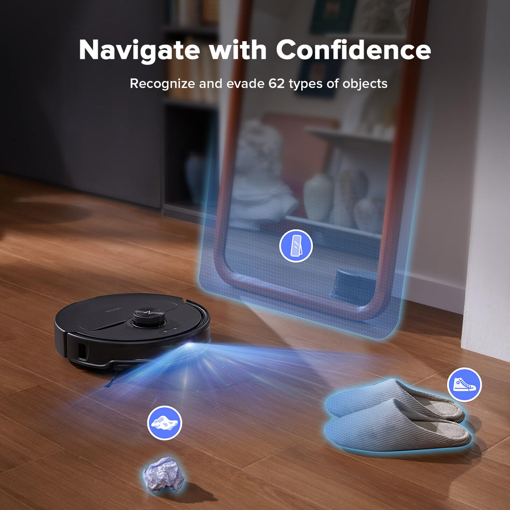 Roborock Qrevo Edge S5A Robot Vacuum and Mop, 18,500Pa, Zero-Tangling, DuoDivide Main Brush, FlexiArm Side Brush, Hot Water Mop Washing & Self-Cleaning, Warm Air Drying, Self-Emptying, Black