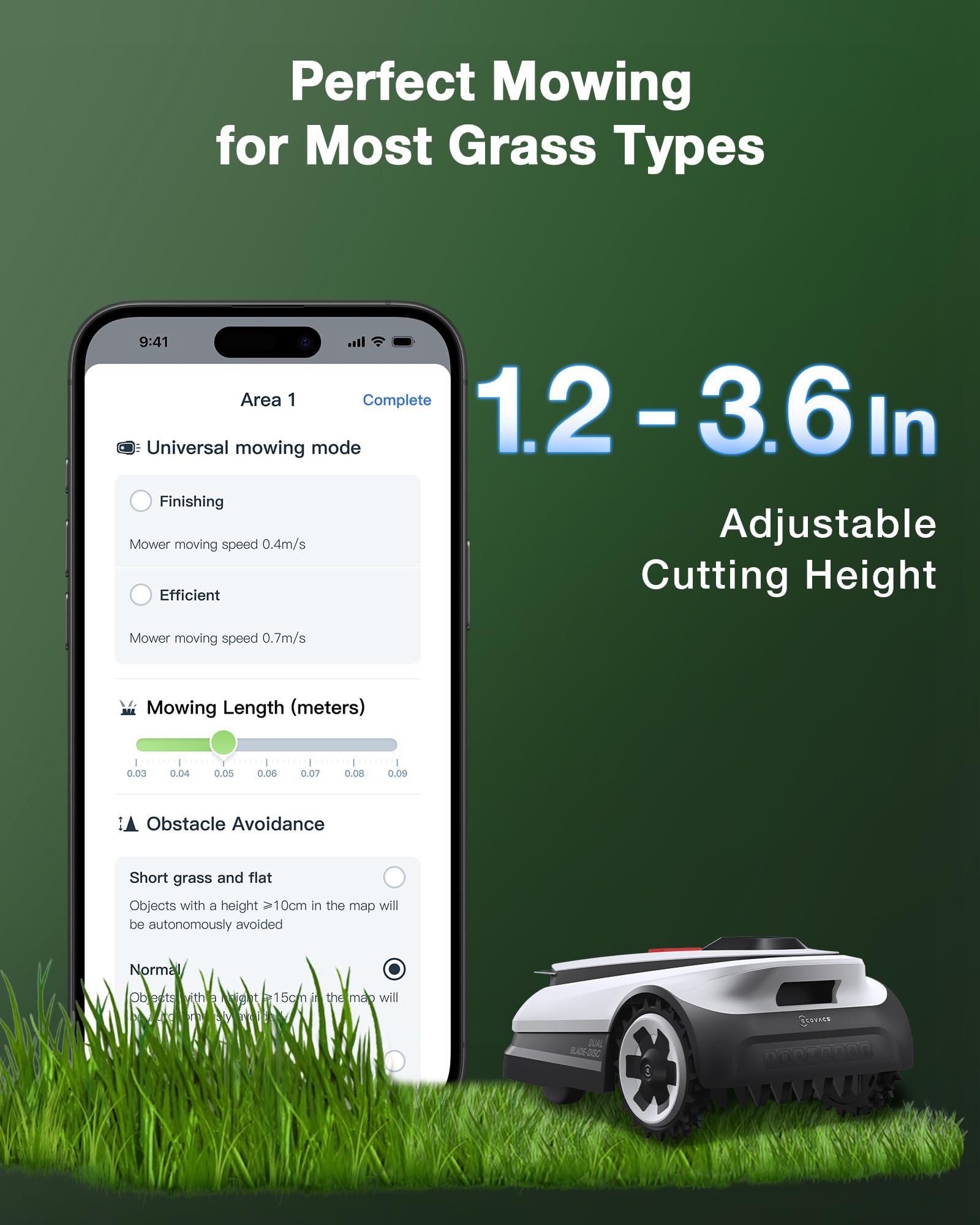ECOVACS Goat O1000 RTK Robot Lawn Mower, Perimeter Wire Free Vision Robotic Lawnmower for 1/4 Acres Lawn, Automated Mapping, APP Control, 3D Obstacle Avoidance, Zero-Edge Cutting