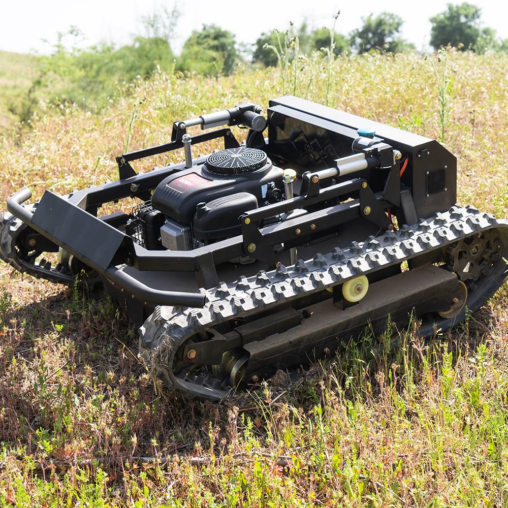 Lawn Mower, Remote Control Lawn Mower, Small Crawler Oil-Electric Hybrid Four-Wheel Drive Lawn Mowing and Weed Whacker, All Terrain Grass Cutter Yard Mower, 45° Climbing (SKD 224-55-SNOW)