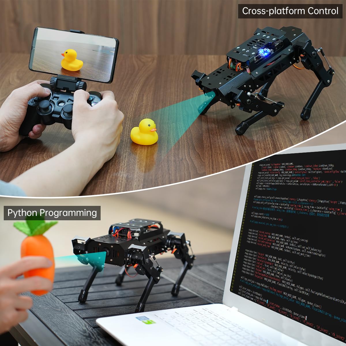 HIWONDER Quadruped ROS2 Robotic Dog with AI Vision TOF Lidar Robotic Arm for Raspberry Pi 5 ROS Open Source Robot Dog SLAM Mapping & Navigation for Adults and Teens, PuppyPi Pro Ultimate & RPi5 4GB