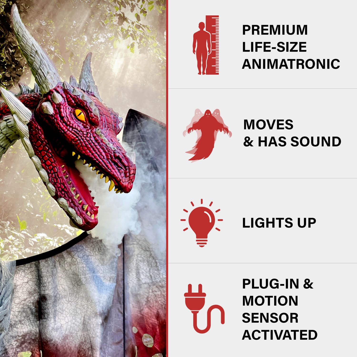 Haunted Hill Farm Motion-Activated 6-Ft. Tall Ghostly Guide, Plug-in Talking Scare Prop Animatronic with Spooky Sound Effects and Lights for Indoor or Covered Outdoor Creepy Halloween Decoration