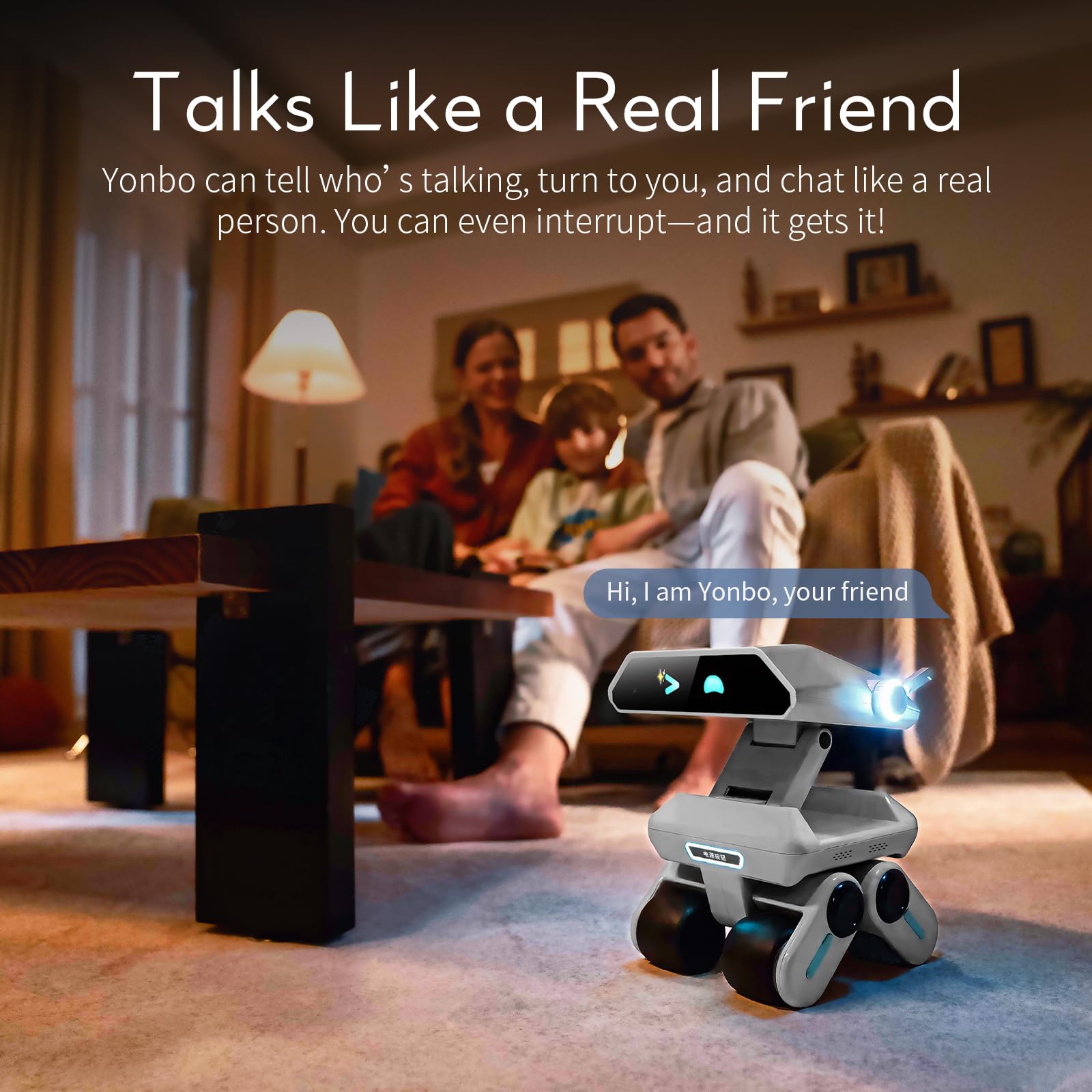X-Origin YONBO AI Companion Robot with Emotion Detection, Smart Environment Recognition, Interruptible Conversations, ChatGPT Assistant, Family Recognition, Long-Term Memory, Rich Expressions