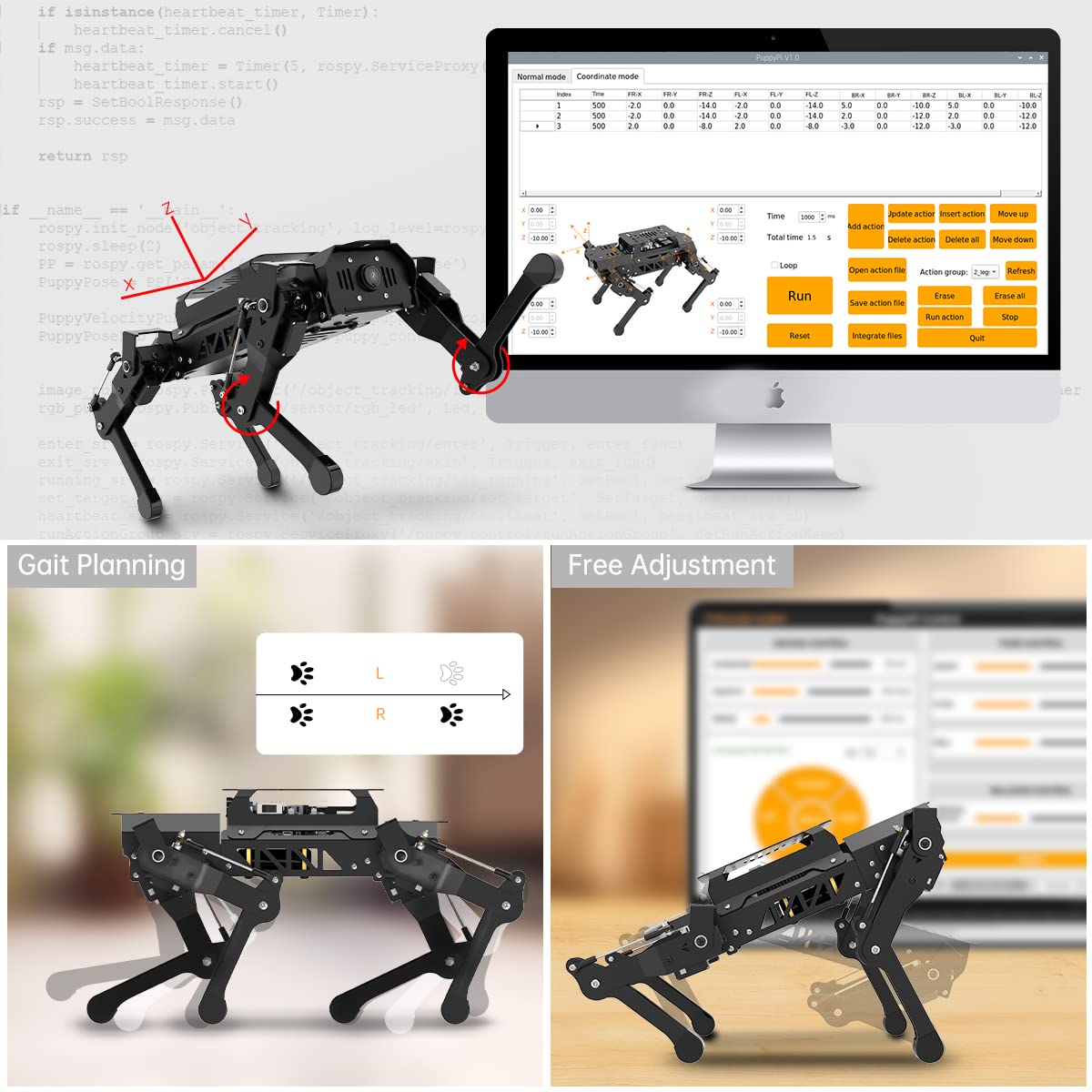 HIWONDER Quadruped ROS2 Robotic Dog with AI Vision TOF Lidar Robotic Arm for Raspberry Pi 5 ROS Open Source Robot Dog SLAM Mapping & Navigation for Adults and Teens, PuppyPi Pro Ultimate & RPi5 4GB