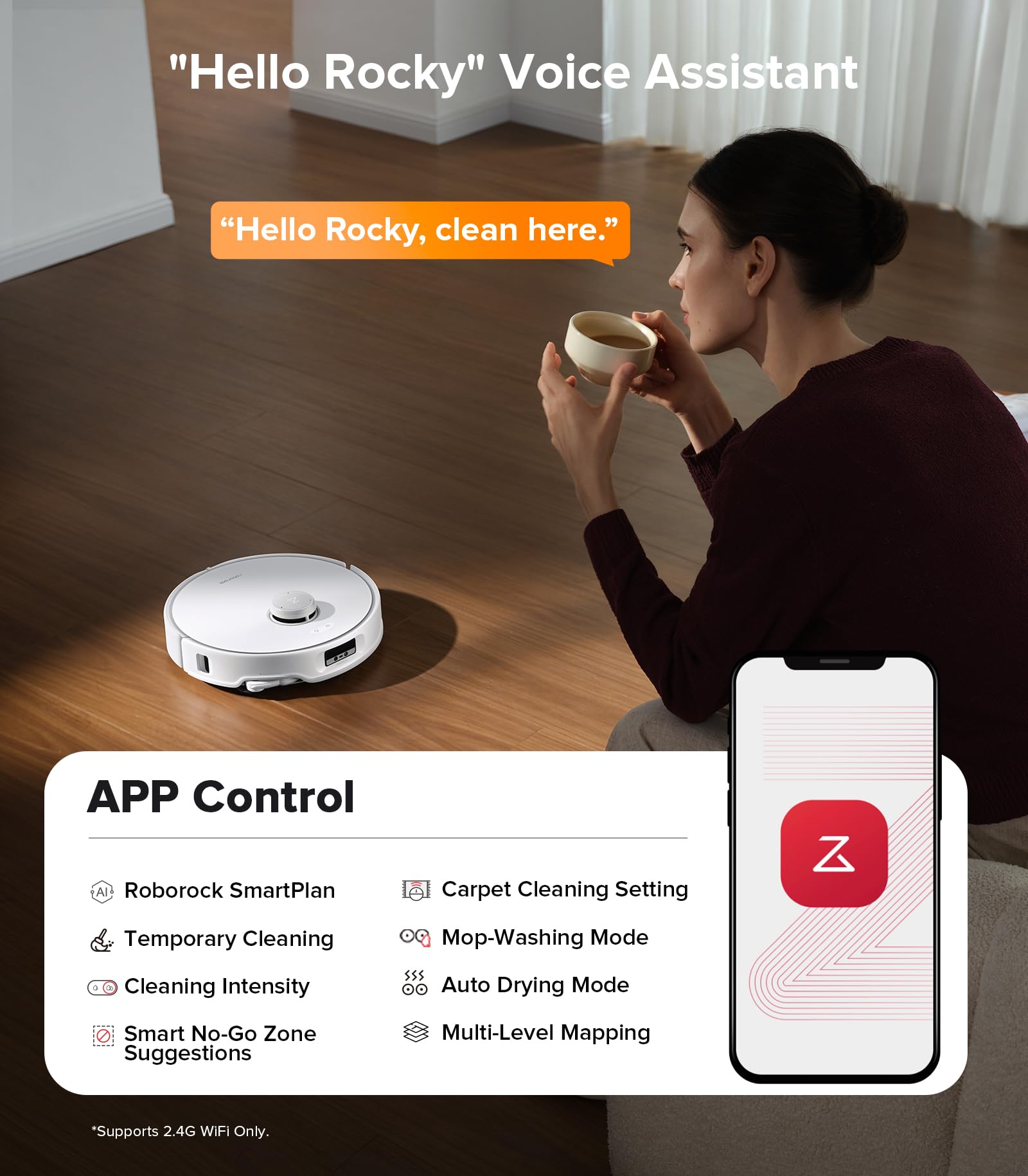Roborock Qrevo Edge S5A Robot Vacuum and Mop, 18,500Pa, Zero-Tangling, DuoDivide Main Brush, FlexiArm Side Brush, Hot Water Mop Washing & Self-Cleaning, Warm Air Drying, Self-Emptying, Black