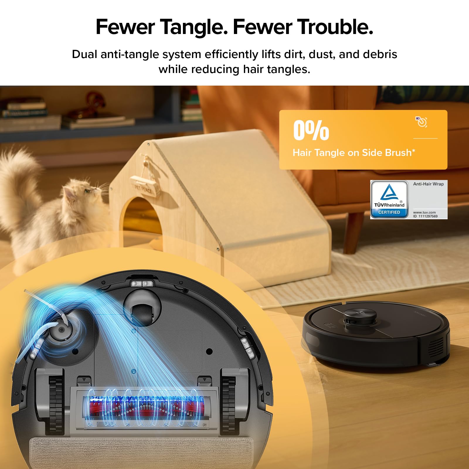 roborock Q7 M5+ Robot Vacuum and Mop, Upgraded from Q5 Max+, 7 Weeks Self-Emptying, 10000Pa Suction, Dual Anti-Tangle System, for Pet Hair & Carpet, PreciSense LiDAR Navigation, App Control, White