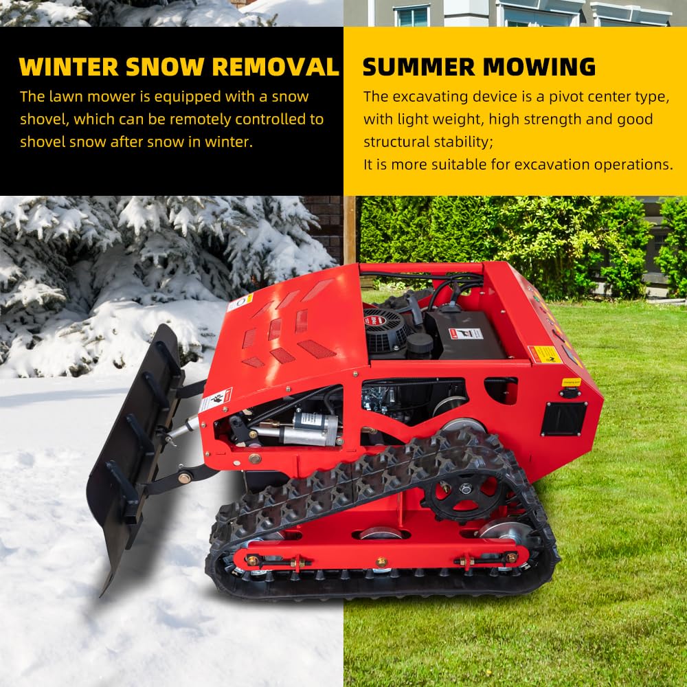 Lawn Mower, Remote Control Lawn Mower, Small Crawler Oil-Electric Hybrid Four-Wheel Drive Lawn Mowing and Weed Whacker, All Terrain Grass Cutter Yard Mower, 45° Climbing (SKD 224-55-SNOW)