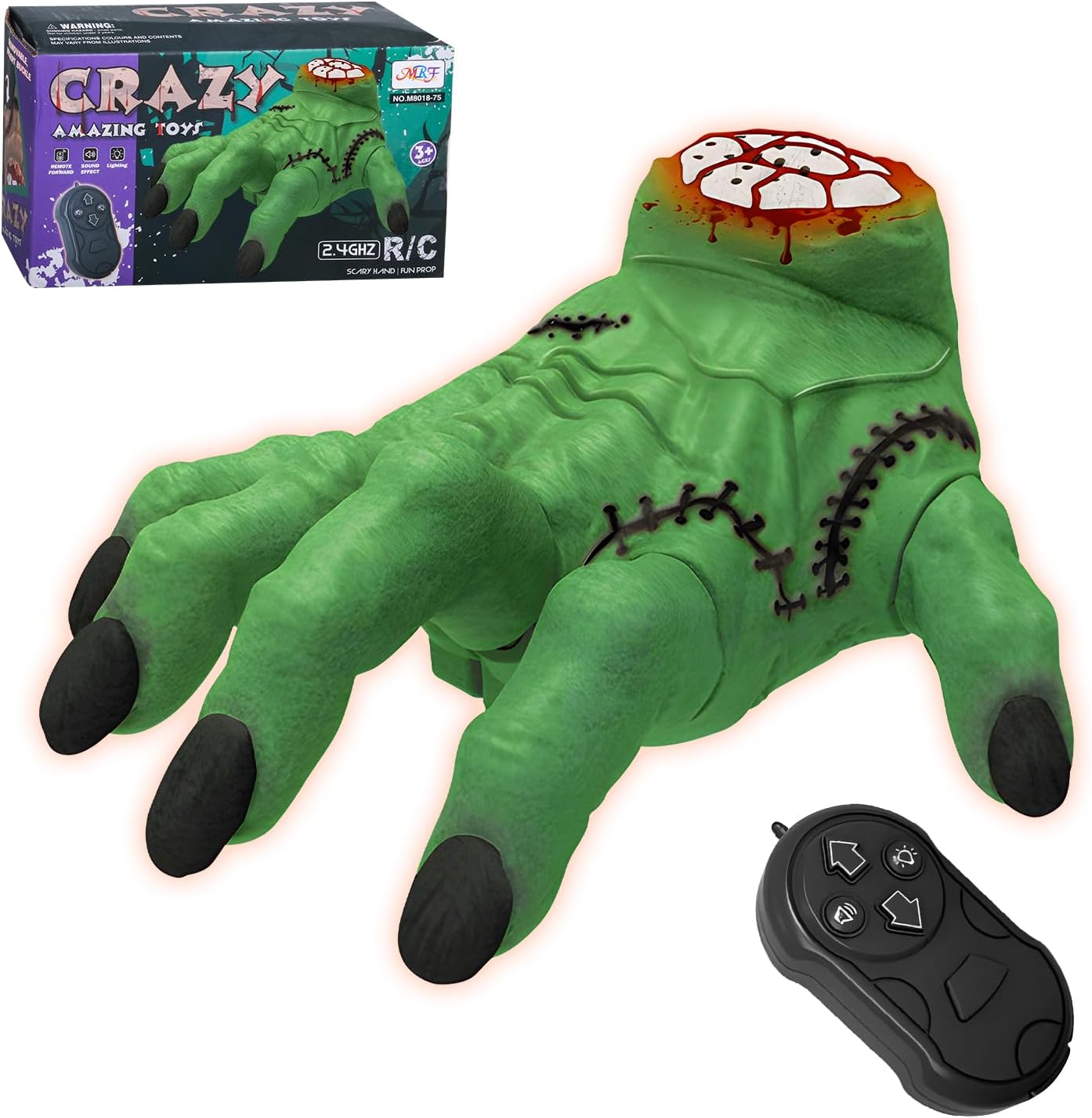 AMARONE Remote Control Crawling Hands Children's Toys - Spooky Action and Musical Effects, LED Lights, Toys 3 4 5 6 7 8 9 10 11 12 + Boys/Girls, Halloween Christmas Birthday Gift, Green