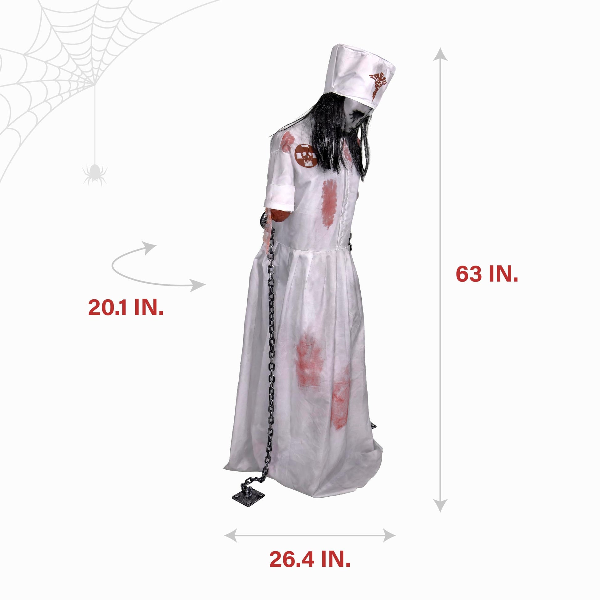 Haunted Hill Farm Lunging Pumpkin Carver Zombie Girl by Tekky, Motion-Activated Talking Halloween Animatronic for Indoor or Covered Outdoor Creepy Halloween Decorations, Plug-in or Battery Operated