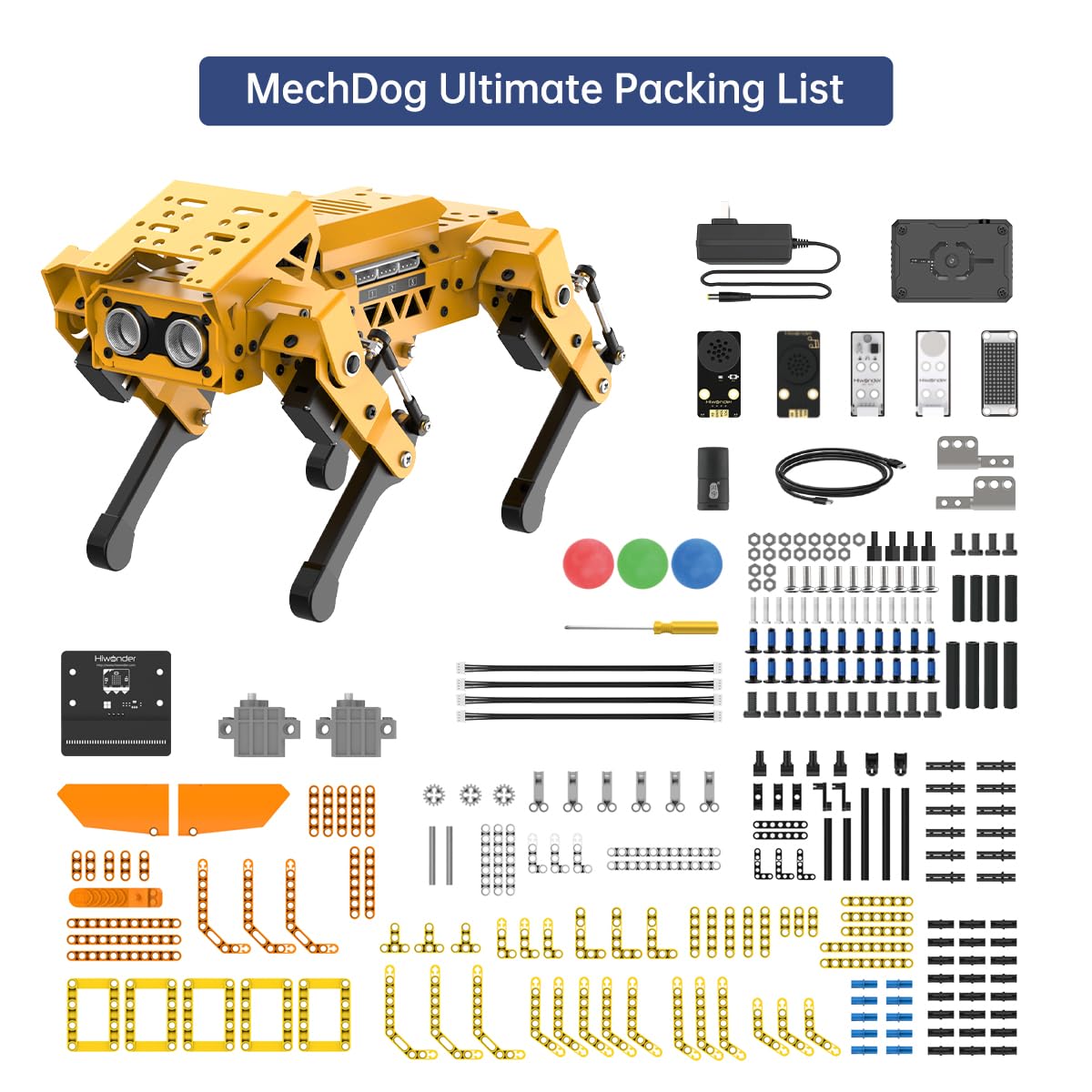 MechDog Robot Dog for Arduino Scratch Python Starter Smart Robot Kit with ESP32 AI Camera, Self Balancing Target Recognition&Tracing Open Source Bionic Quadruped Programming Science Set, Standard Kit