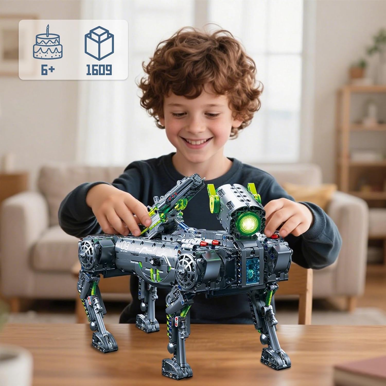 GEVINST Robot Robotic Dog Building Set for Boys Ages 8-12, 1609 Pieces STEM Animal Toys Model Building Kit, Gift for Adults Kids Teens Ages 8-14
