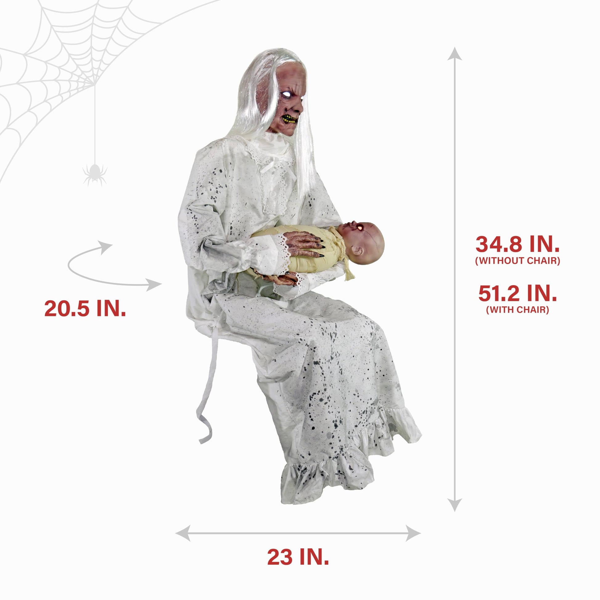 Haunted Hill Farm Lunging Pumpkin Carver Zombie Girl by Tekky, Motion-Activated Talking Halloween Animatronic for Indoor or Covered Outdoor Creepy Halloween Decorations, Plug-in or Battery Operated