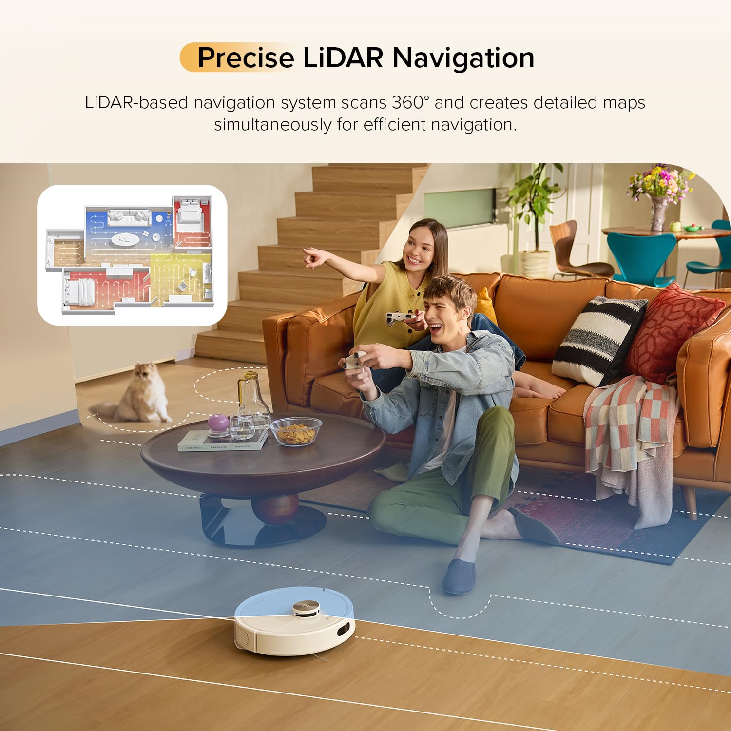 roborock Q7 M5+ Robot Vacuum and Mop, Upgraded from Q5 Max+, 7 Weeks Self-Emptying, 10000Pa Suction, Dual Anti-Tangle System, for Pet Hair & Carpet, PreciSense LiDAR Navigation, App Control, White