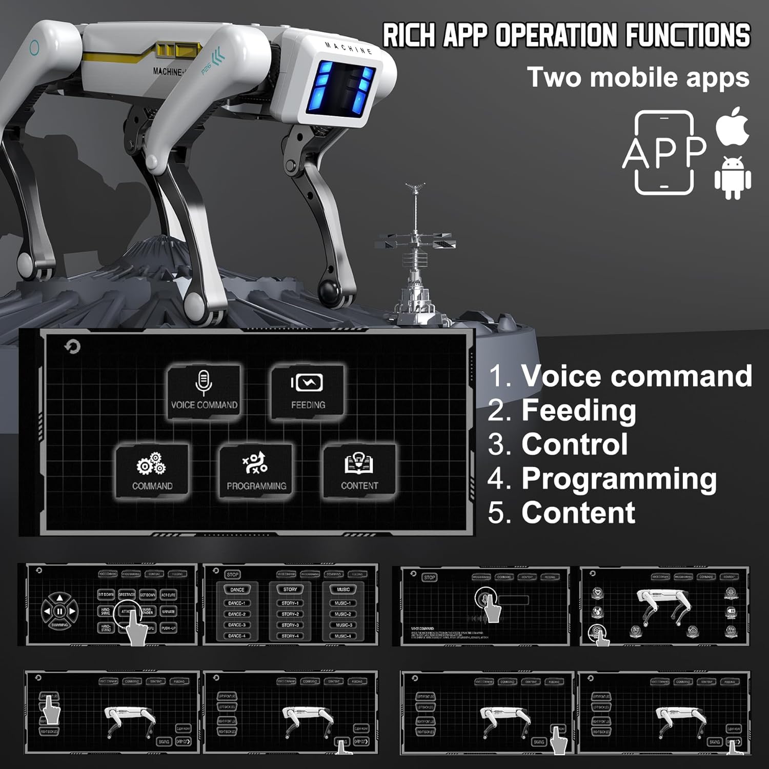 Robot Dog, AI Dog, AI Smart Pet, Will Dance and Kungfu, Voice/App/Remote Control, Support Action Programming, AI Robot Ideal Gift for Adults/Kids