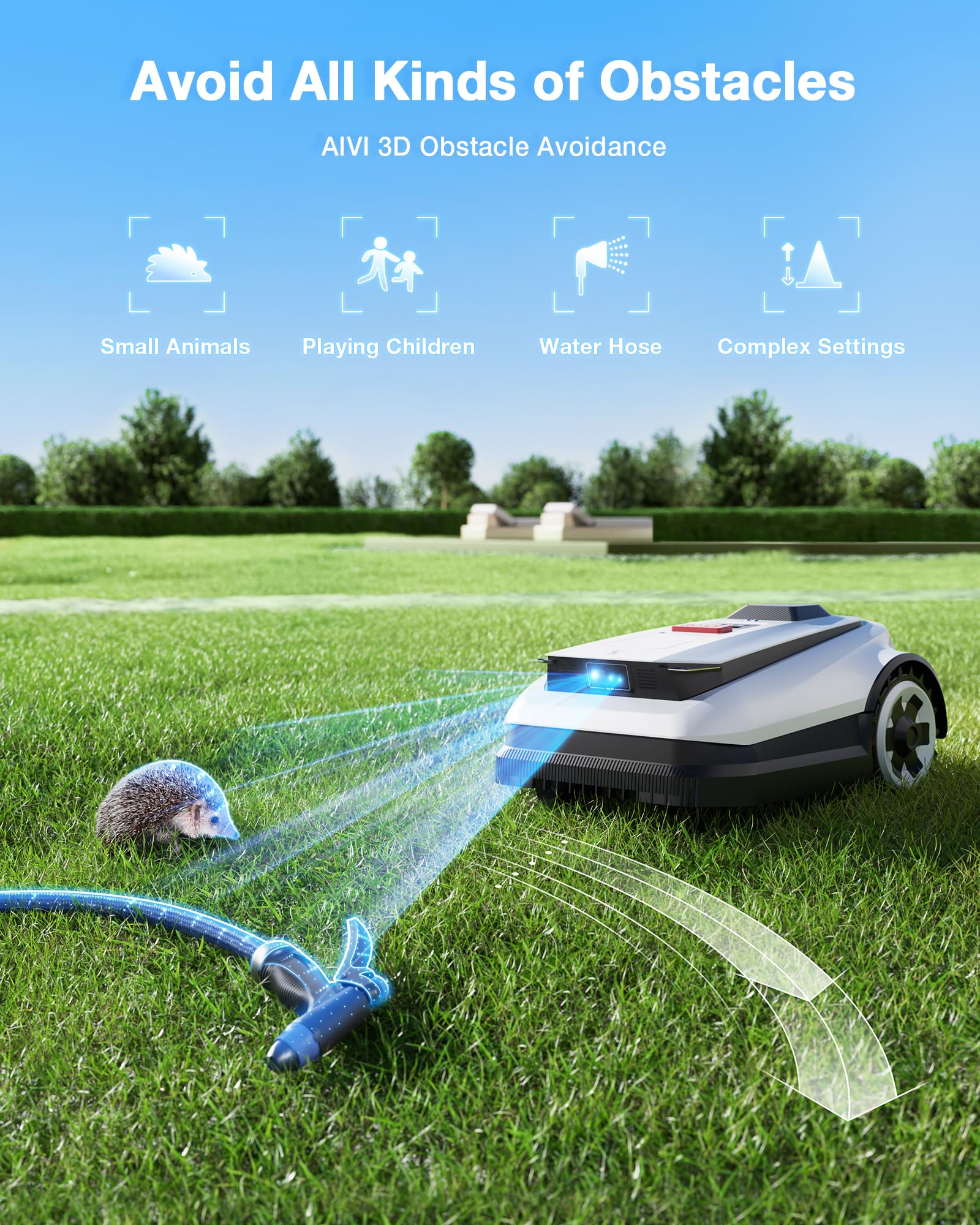 ECOVACS Goat O1000 RTK Robot Lawn Mower, Perimeter Wire Free Vision Robotic Lawnmower for 1/4 Acres Lawn, Automated Mapping, APP Control, 3D Obstacle Avoidance, Zero-Edge Cutting