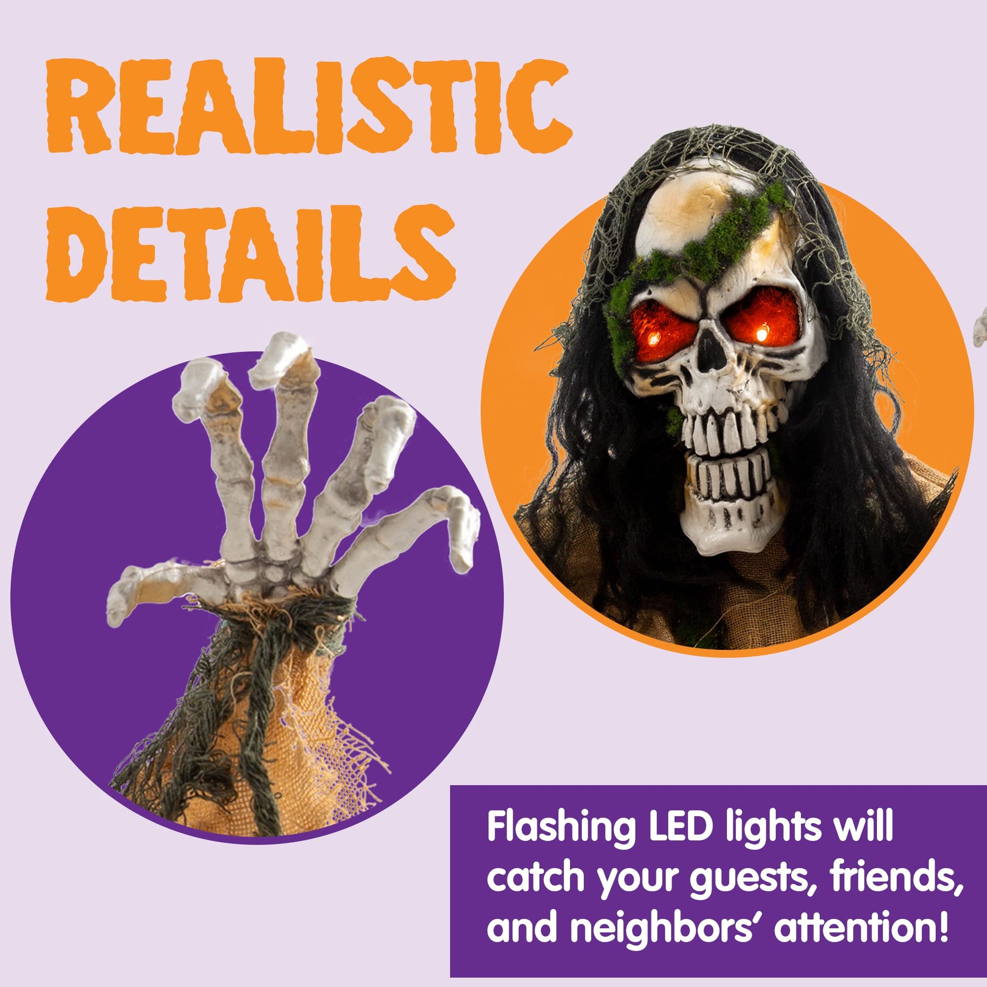 JOYIN Halloween Animated Zombie Groundbreaker Outdoor Decor with Light Up Eyes Creepy Animatronic Decorations with Movable Arms for Halloween Party Prop and Lawn Patio Yard Outside Decorations