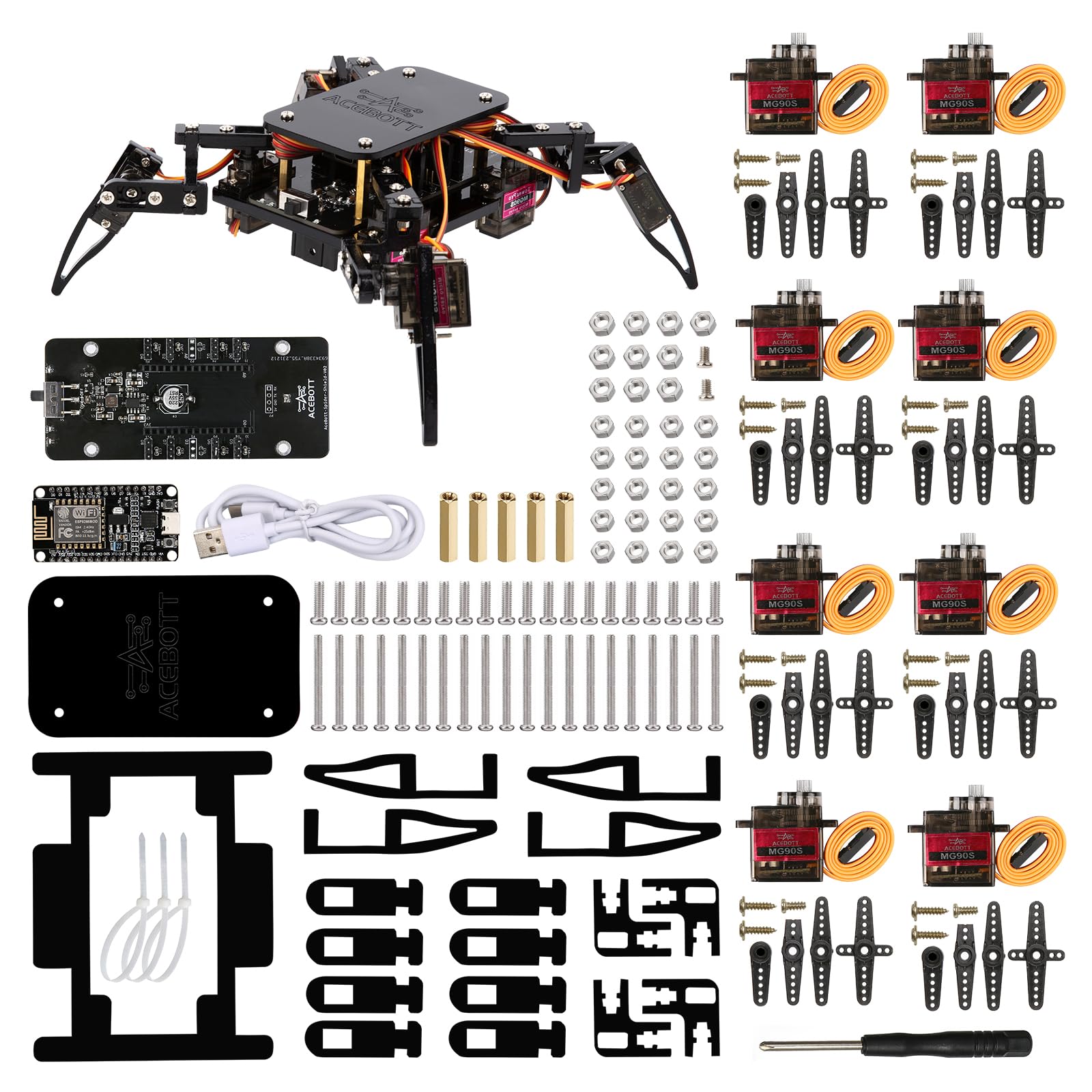 STEM Robotics Science Kits for Adults, ESP8266 Spider Robot Building Kit, App Remote Control, Walking Crawling Fun Educational Toy for 12 + Year Old Boys, Girls, Teens, Adults Unique Gifts