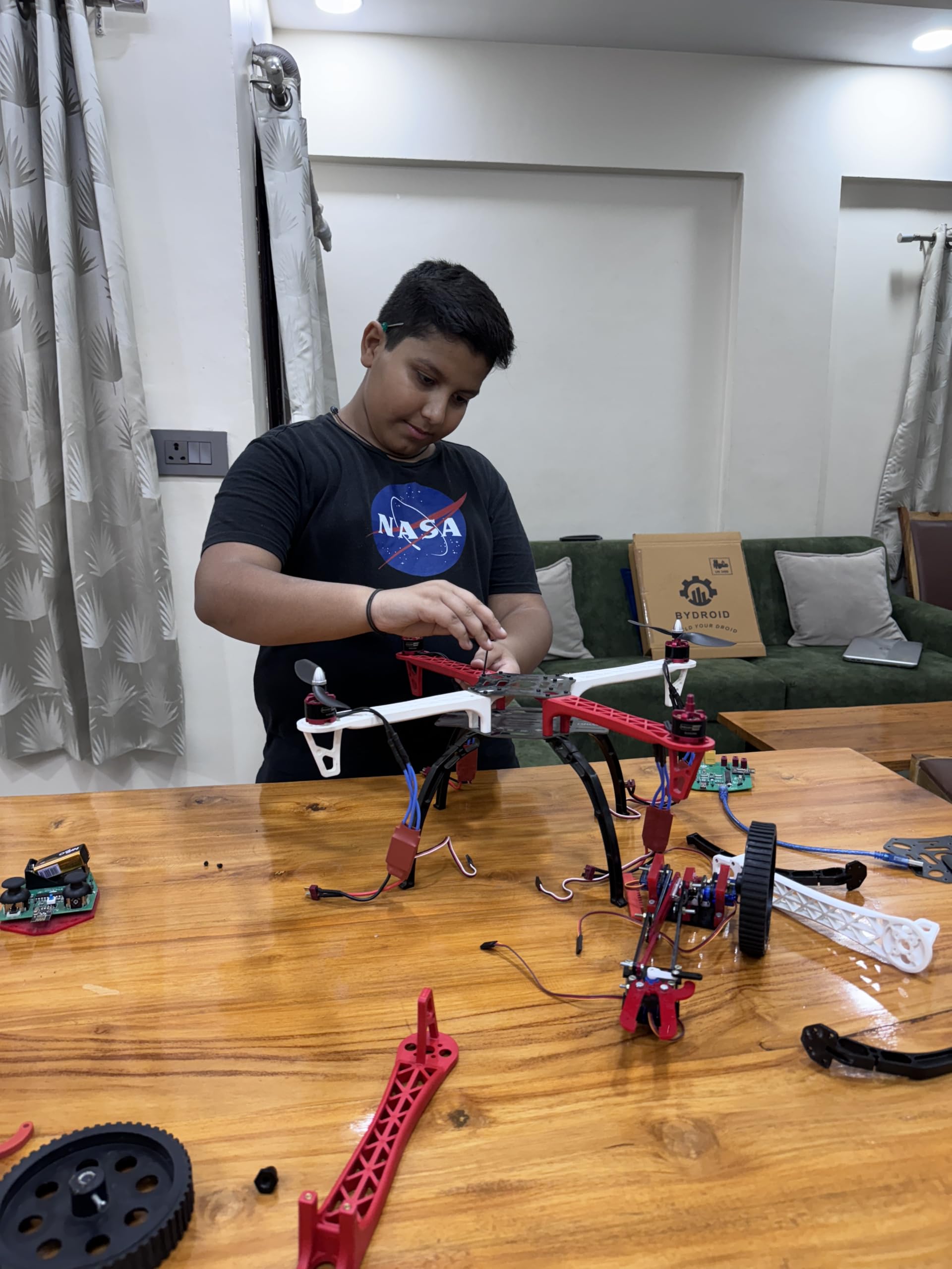 Educational DIY STEM Drone Kit, 80+ Parts, Learn Robotics, Coding & Mechanical Design| Build your drone at home with easy assembly and Interactive Block Coding