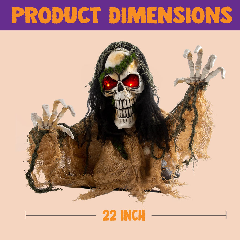 JOYIN Halloween Animated Zombie Groundbreaker Outdoor Decor with Light Up Eyes Creepy Animatronic Decorations with Movable Arms for Halloween Party Prop and Lawn Patio Yard Outside Decorations