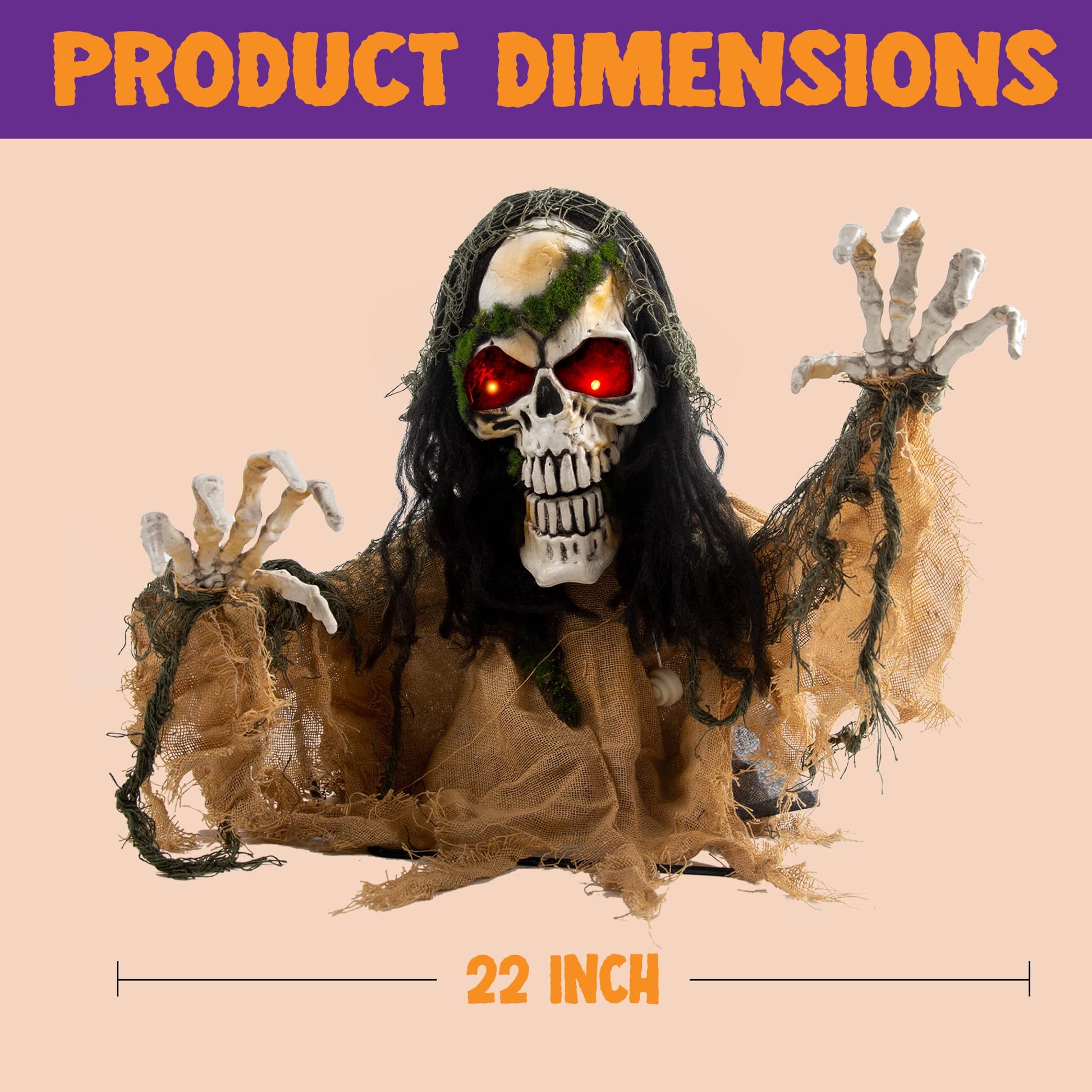JOYIN Halloween Animated Zombie Groundbreaker Outdoor Decor with Light Up Eyes Creepy Animatronic Decorations with Movable Arms for Halloween Party Prop and Lawn Patio Yard Outside Decorations