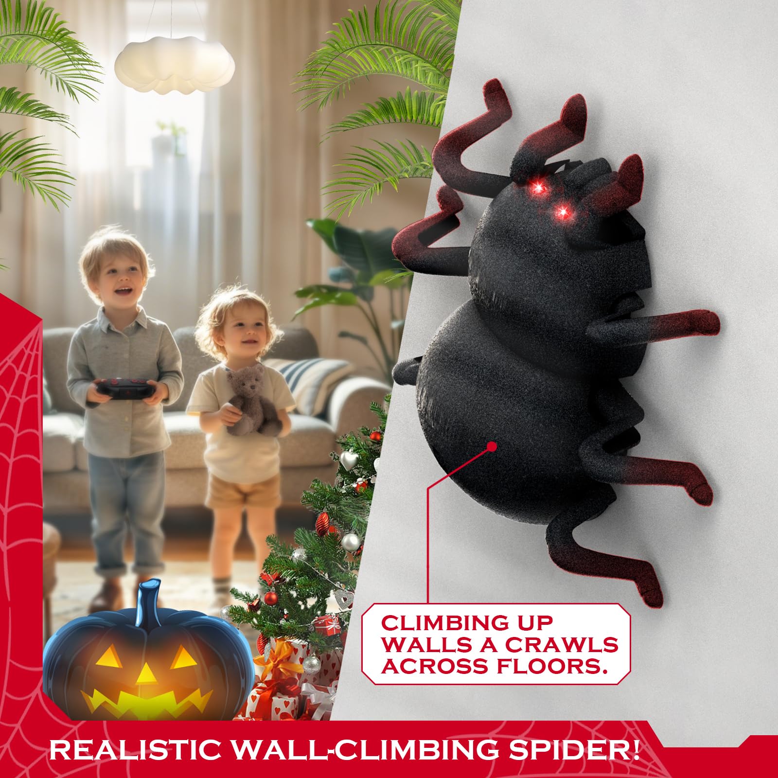 VRG Remote Control Tarantula Indoor Wall Toys, Rechargeable Wall Climbing Spider, Kids Toys for Boys & Girls Ages 3 & Up