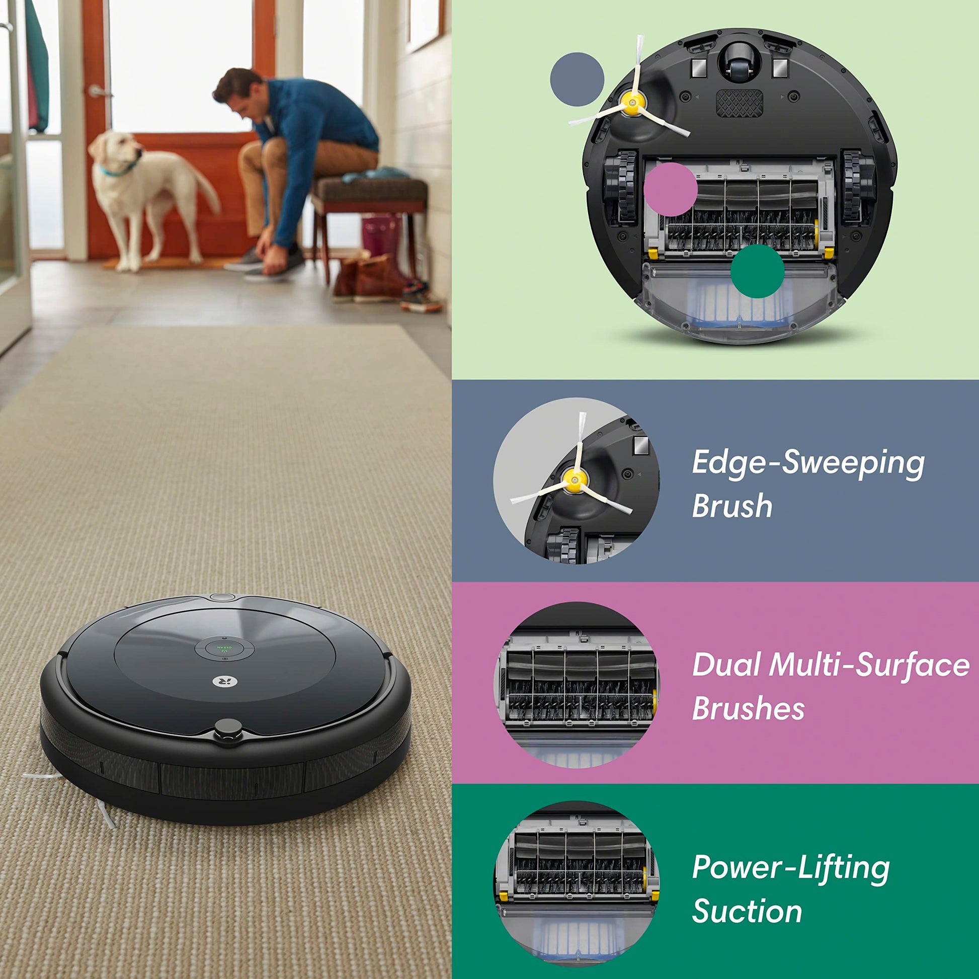 iRobot Roomba Robot Vacuum and Mop Combo (Y0140) - Vacuums & mops, Easy to use, Power-Lifting Suction, Multi-Surface Floors, Smart Navigation, Cleans in Neat Rows, Self-Charging, Bagless, Space-Saving