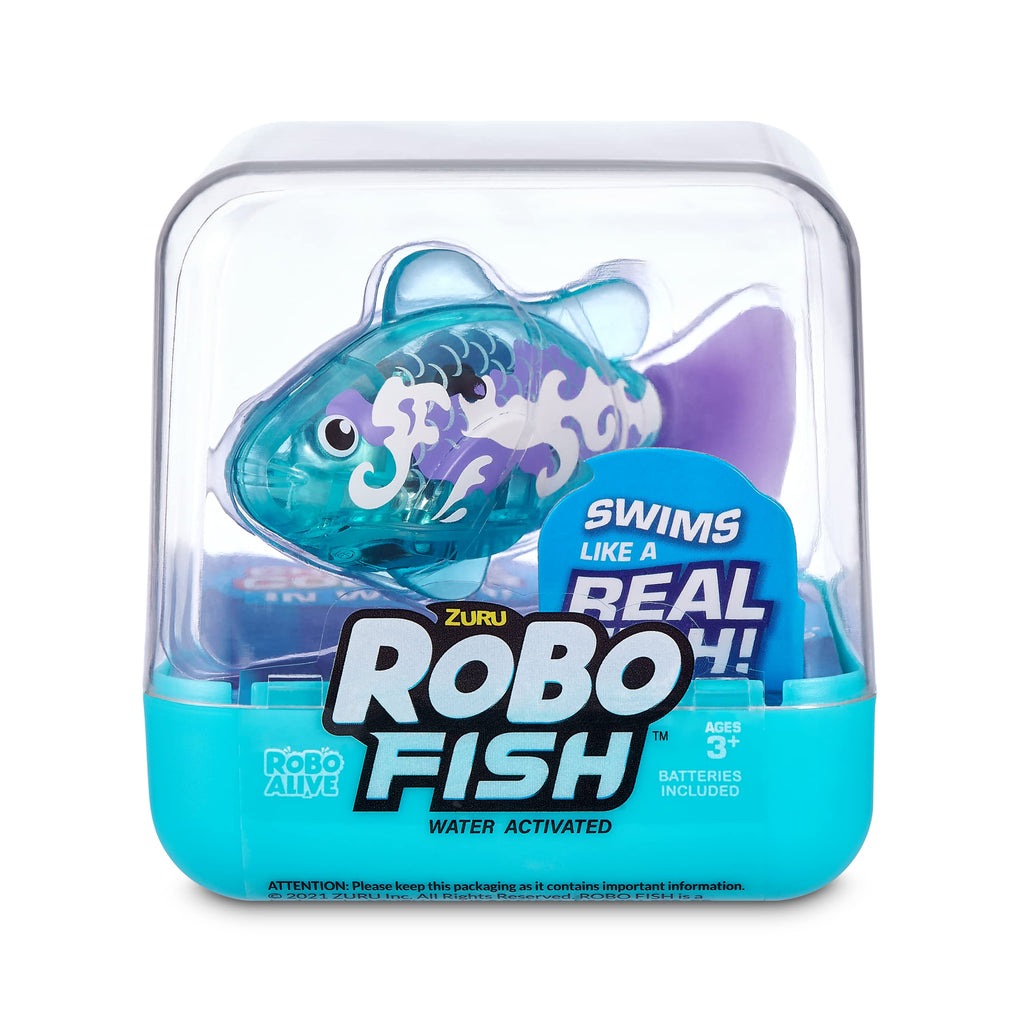 Robo Alive Robo Fish Robotic Swimming Fish (Teal + Orange) by ZURU Water Activated, Changes Color, Comes with Batteries, Amazon Exclusive (2 Pack) Series 3
