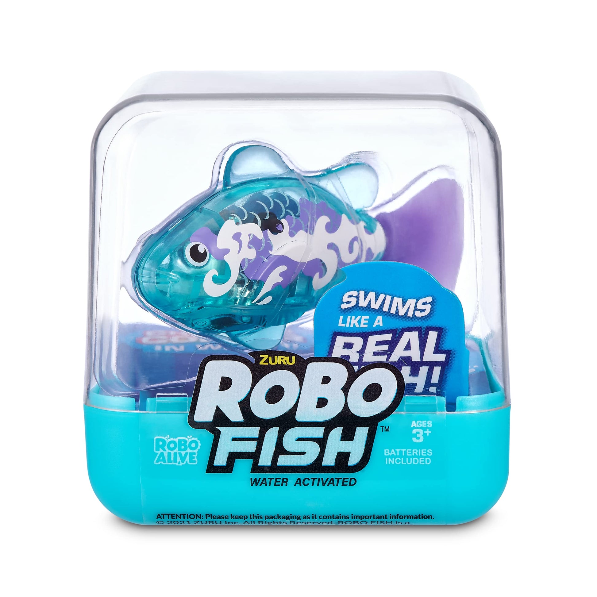 Robo Alive Robo Fish Robotic Swimming Fish (Teal + Orange) by ZURU Water Activated, Changes Color, Comes with Batteries, Amazon Exclusive (2 Pack) Series 3