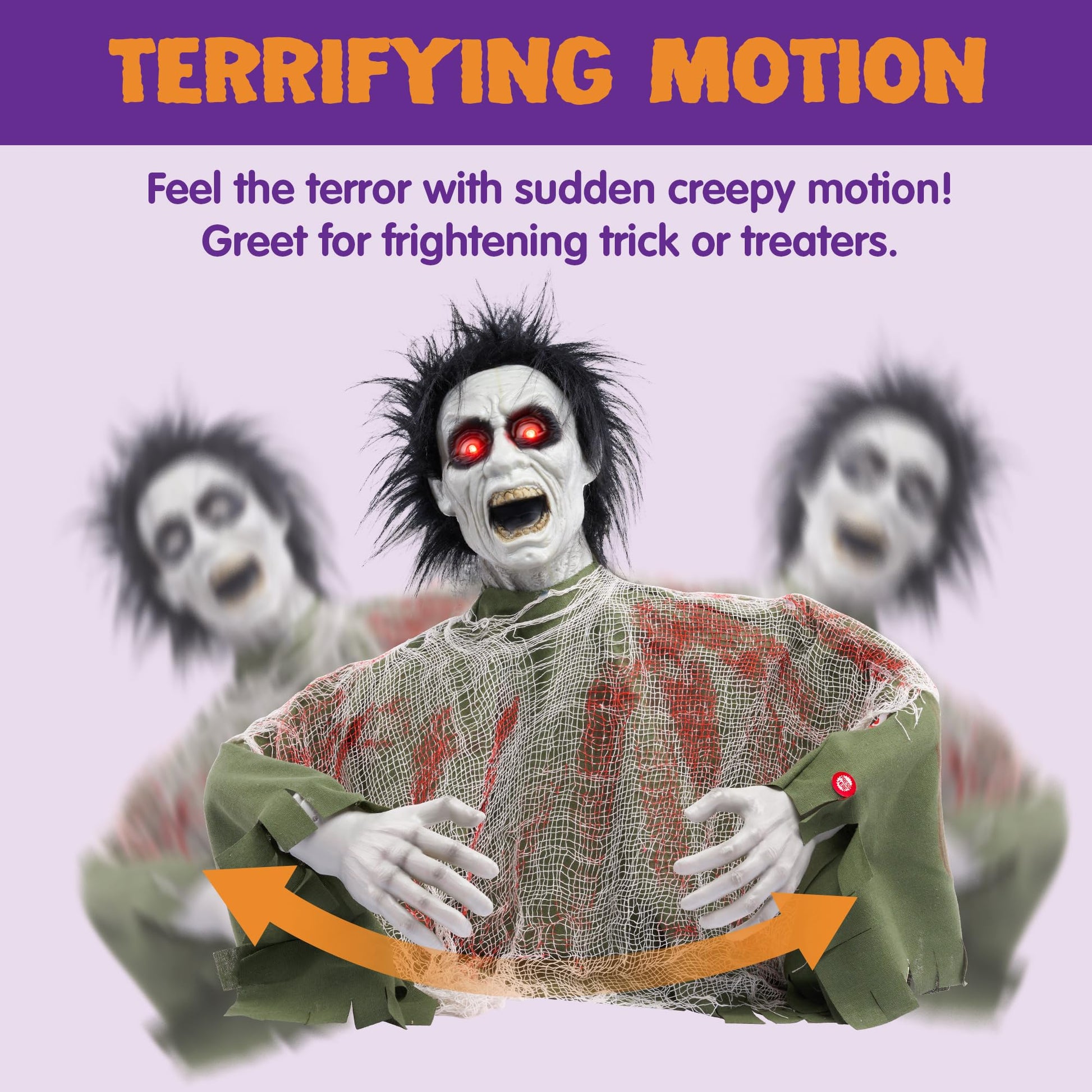 JOYIN Halloween Animated Zombie Groundbreaker Outdoor Decor with Light Up Eyes Creepy Animatronic Decorations with Movable Arms for Halloween Party Prop and Lawn Patio Yard Outside Decorations