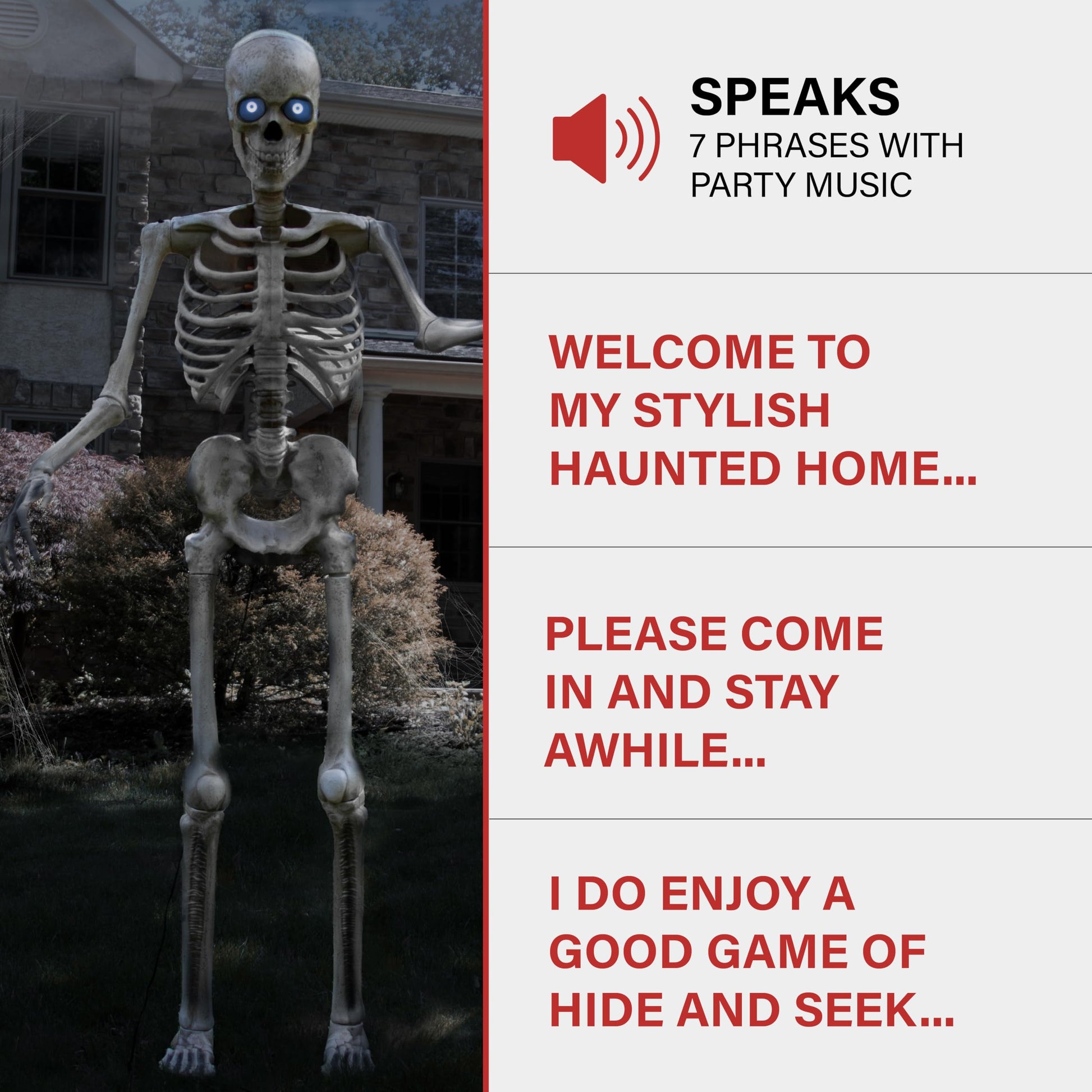 Haunted Hill Farm Motion-Activated 6-Ft. Tall Ghostly Guide, Plug-in Talking Scare Prop Animatronic with Spooky Sound Effects and Lights for Indoor or Covered Outdoor Creepy Halloween Decoration