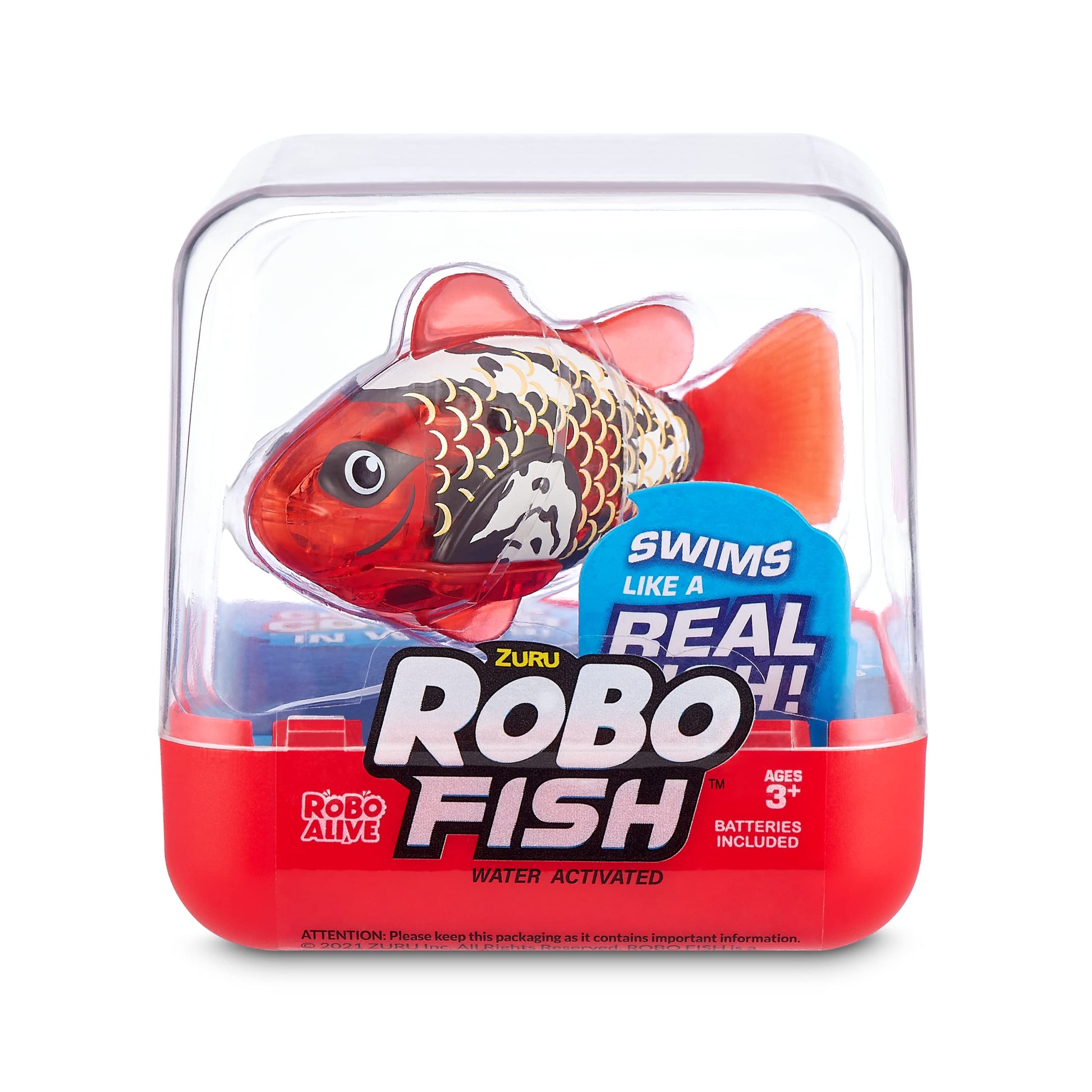Robo Alive Robo Fish Robotic Swimming Fish (Teal + Orange) by ZURU Water Activated, Changes Color, Comes with Batteries, Amazon Exclusive (2 Pack) Series 3