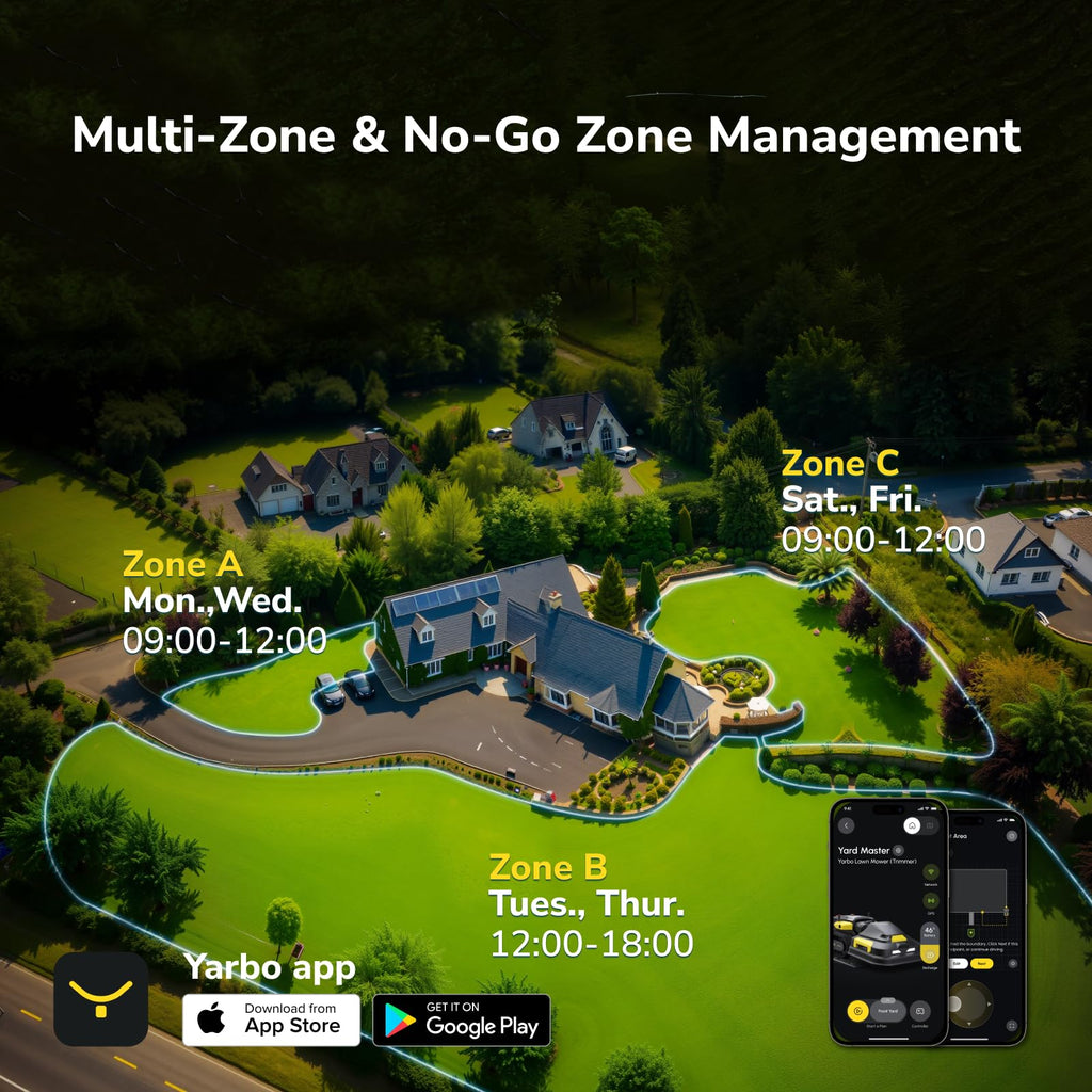 YARBO Robot Lawn Mower, Remote Control Robotic Lawnmower for Large Yard Up to 6 Acres, 70% Steep Slopes, AI Multi-Zone Mapping, RTK GPS, Modular Design, Perimeter Wire Free