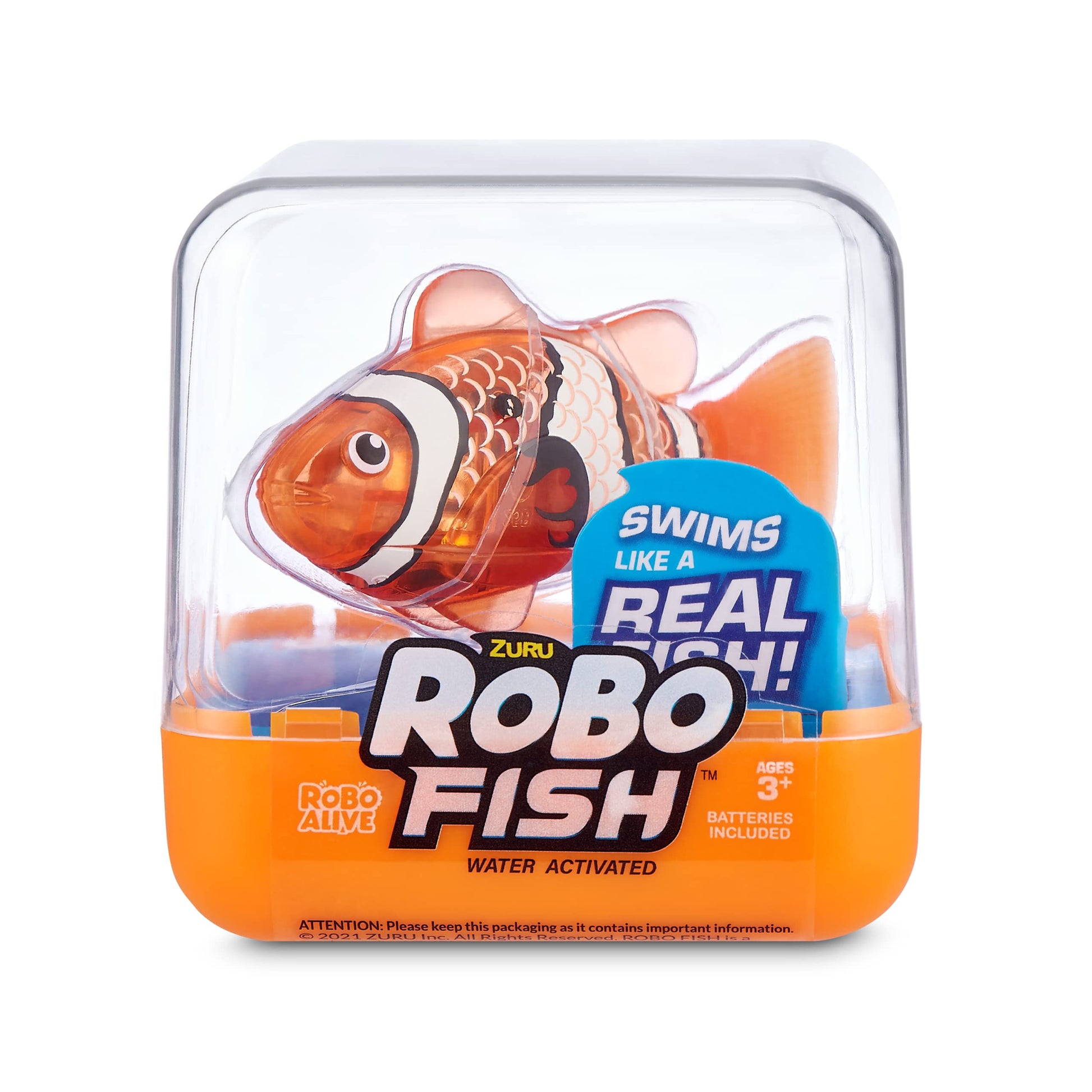 Robo Alive Robo Fish Robotic Swimming Fish (Teal + Orange) by ZURU Water Activated, Changes Color, Comes with Batteries, Amazon Exclusive (2 Pack) Series 3