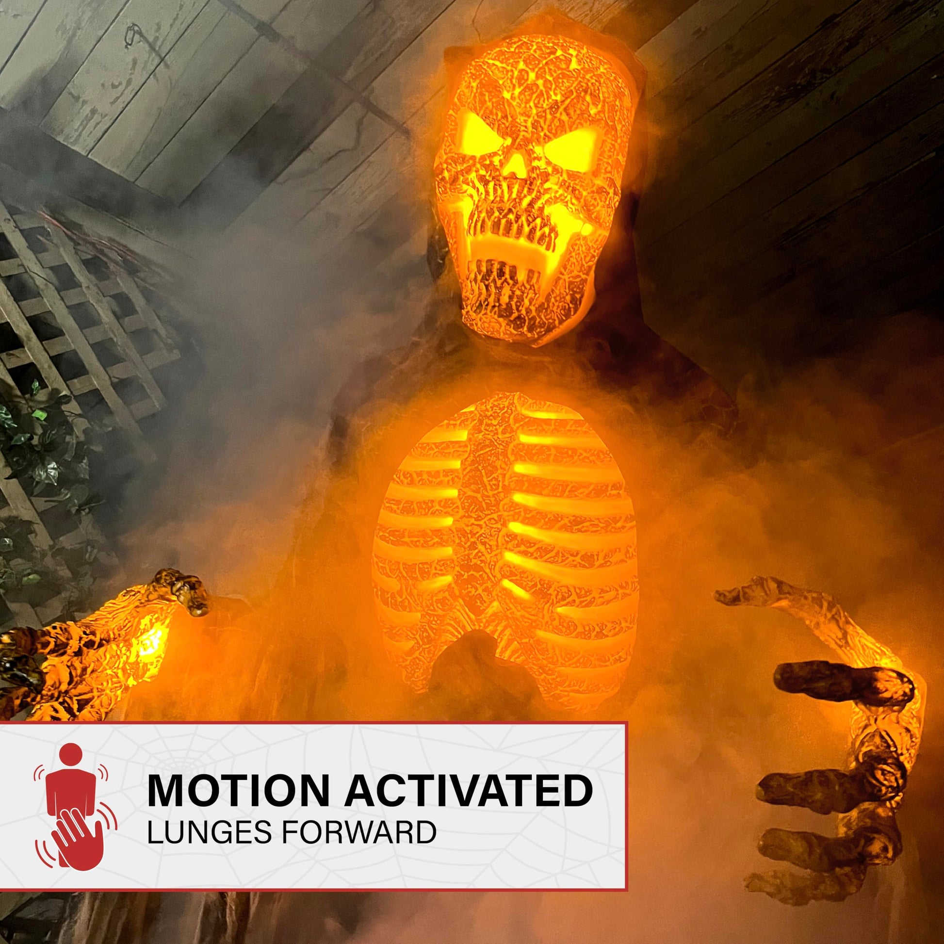 Haunted Hill Farm Motion-Activated 6-Ft. Tall Ghostly Guide, Plug-in Talking Scare Prop Animatronic with Spooky Sound Effects and Lights for Indoor or Covered Outdoor Creepy Halloween Decoration