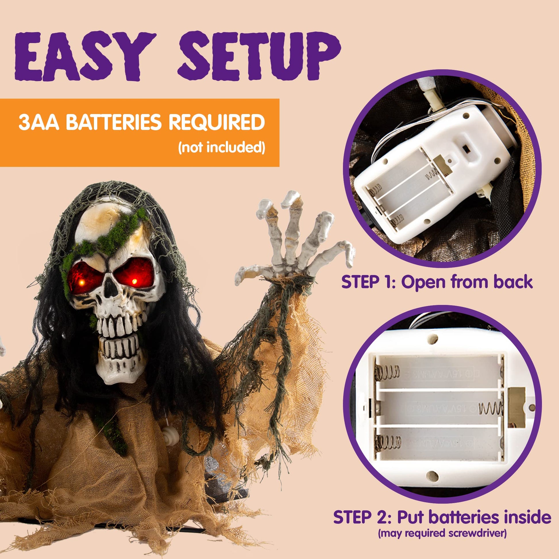 JOYIN Halloween Animated Zombie Groundbreaker Outdoor Decor with Light Up Eyes Creepy Animatronic Decorations with Movable Arms for Halloween Party Prop and Lawn Patio Yard Outside Decorations