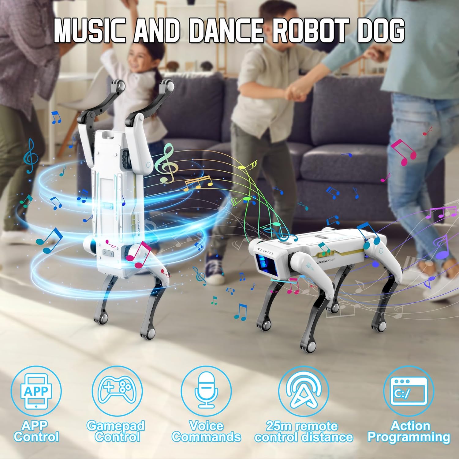 Robot Dog, AI Dog, AI Smart Pet, Will Dance and Kungfu, Voice/App/Remote Control, Support Action Programming, AI Robot Ideal Gift for Adults/Kids