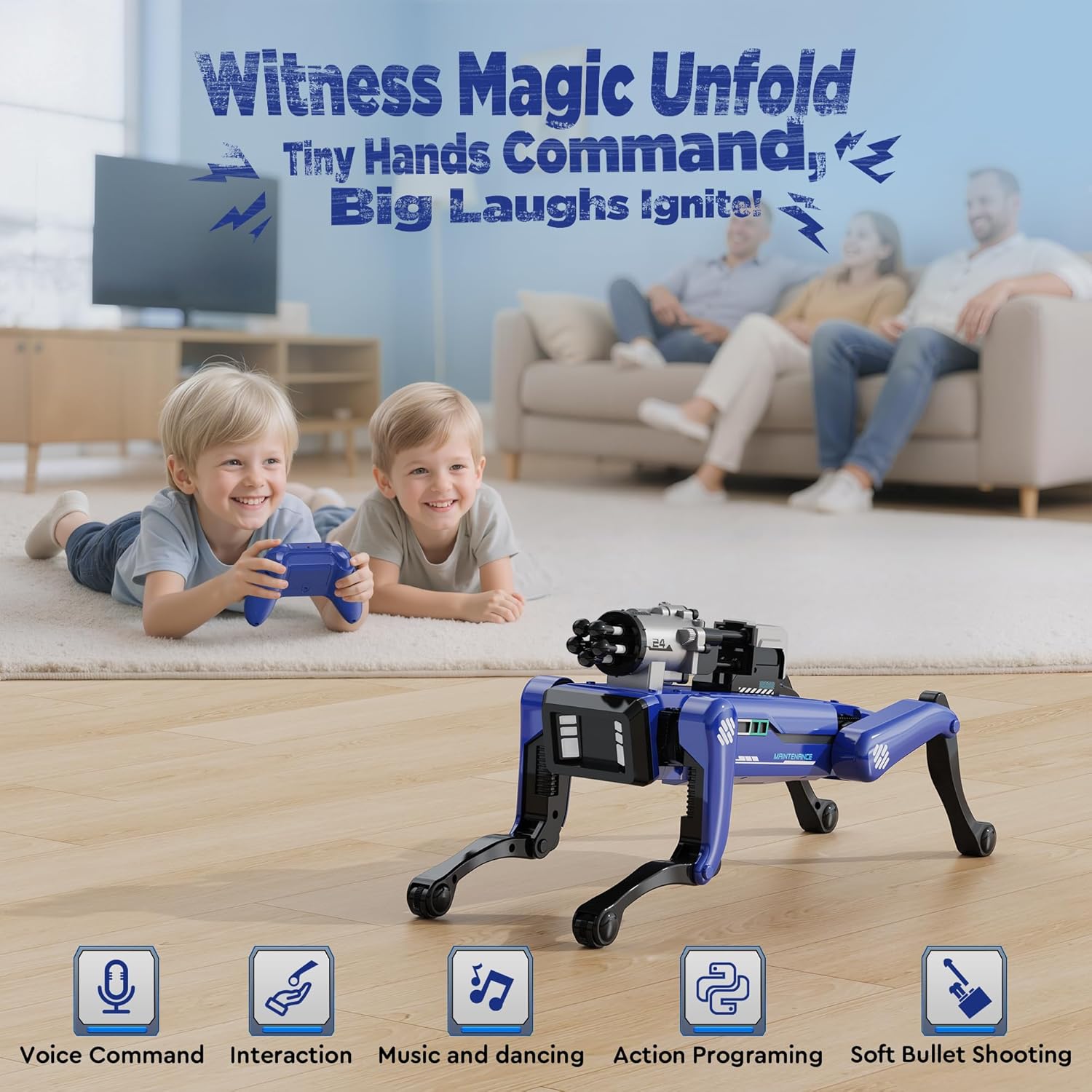 Smart Robot Dog - Interactive STEM Toys with Voice & Remote Control, 30+ Lifelike Actions, Programmable Play, 25m Range, Durable & Safe - Best Gift for Kids 6-12