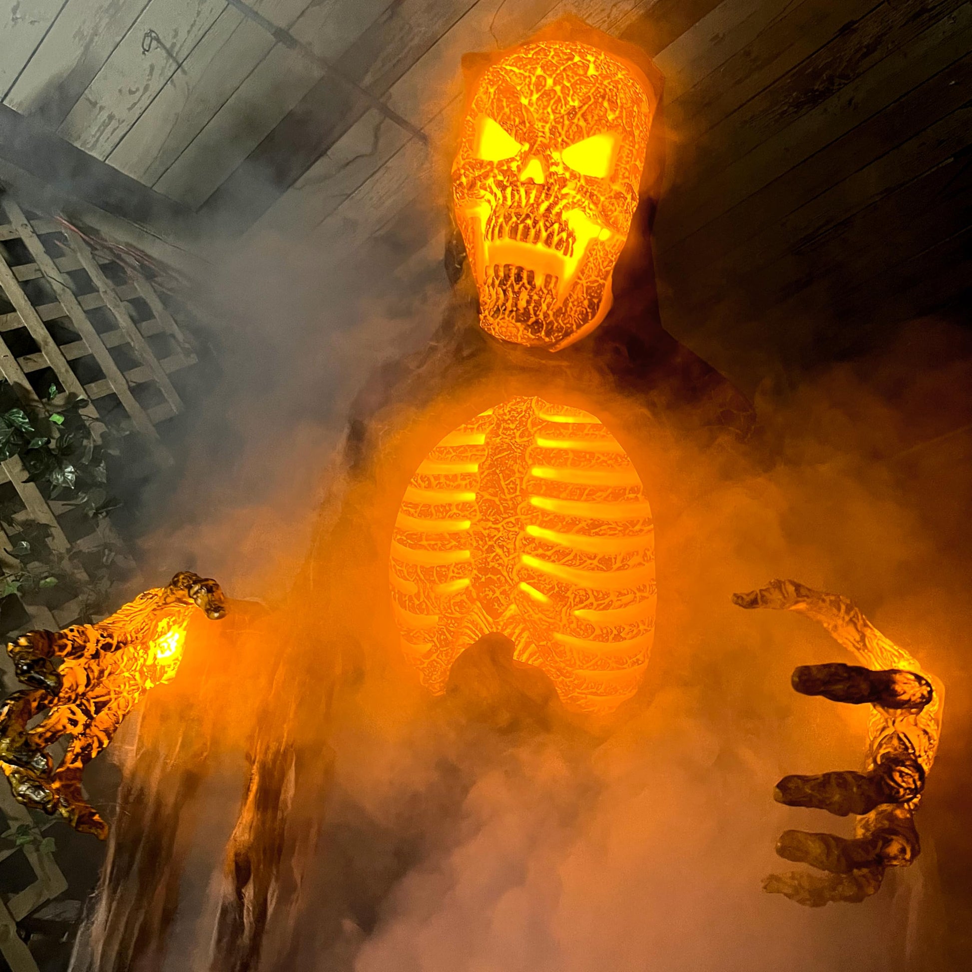Haunted Hill Farm Motion-Activated 6-Ft. Tall Ghostly Guide, Plug-in Talking Scare Prop Animatronic with Spooky Sound Effects and Lights for Indoor or Covered Outdoor Creepy Halloween Decoration