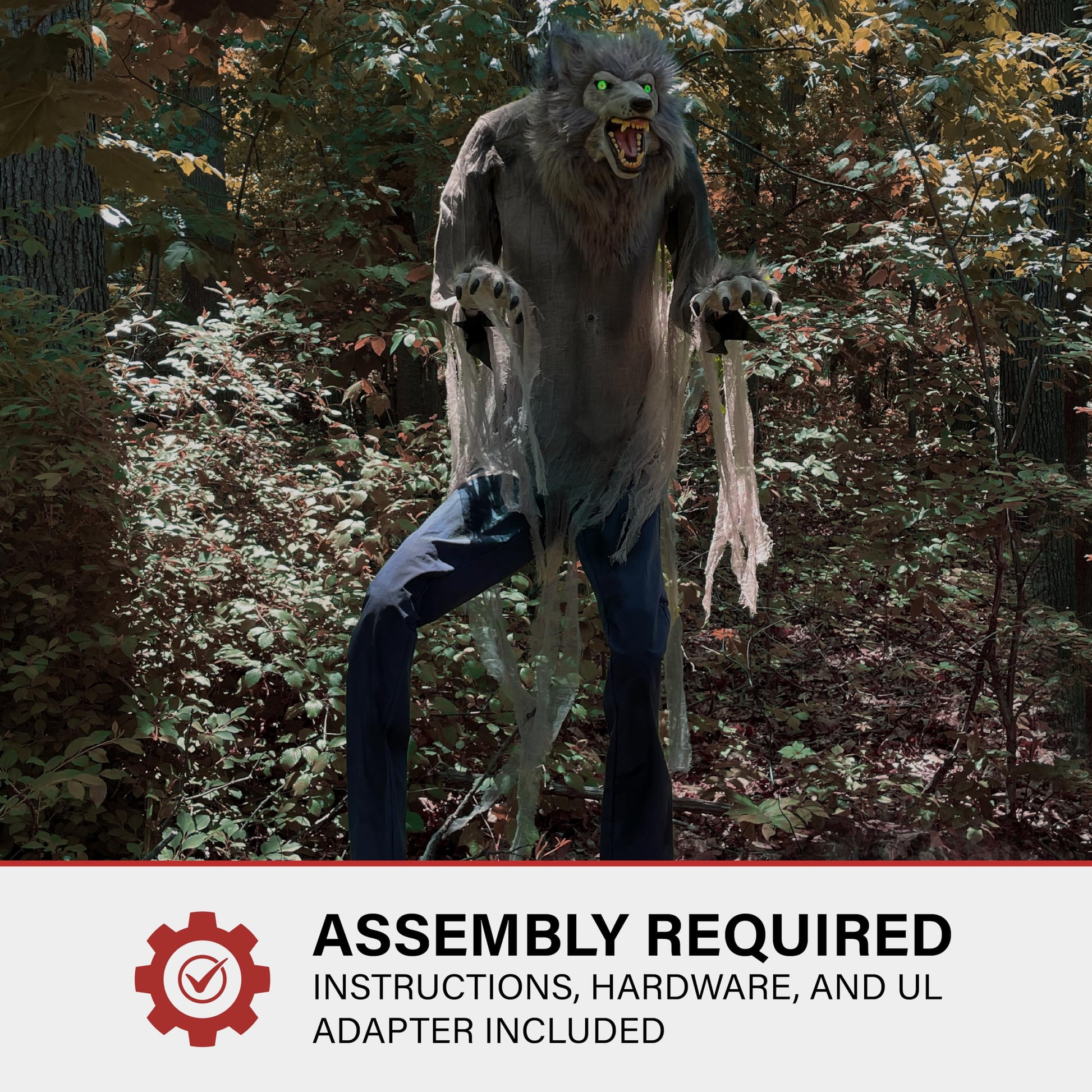 Haunted Hill Farm Motion-Activated 6-Ft. Tall Ghostly Guide, Plug-in Talking Scare Prop Animatronic with Spooky Sound Effects and Lights for Indoor or Covered Outdoor Creepy Halloween Decoration