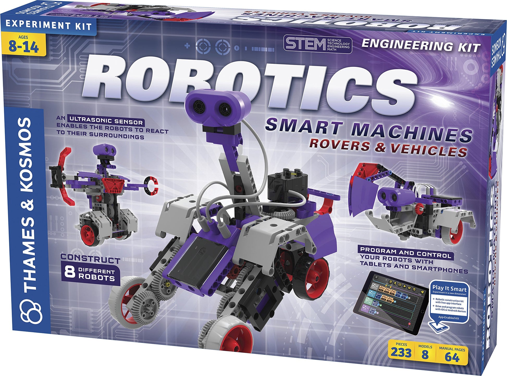 Thames & Kosmos | Robotics Smart Machines | Robotics for Kids 8 and up | STEM Kit builds 8 Robots | Full Color Manual to help with assembly | Requires tablet or smartphone | Parents' Choice Gold Award