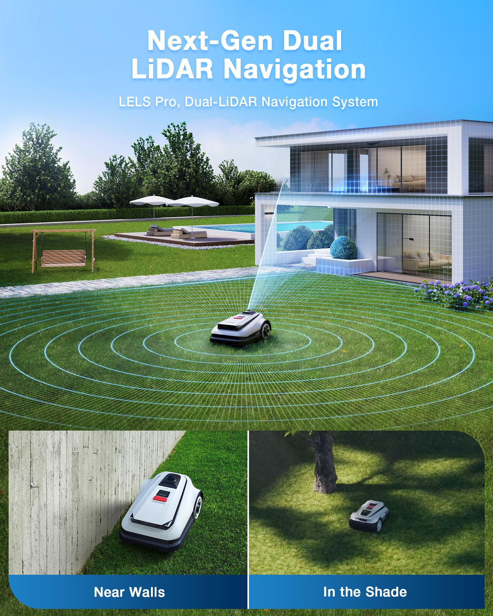 ECOVACS Goat O1000 RTK Robot Lawn Mower, Perimeter Wire Free Vision Robotic Lawnmower for 1/4 Acres Lawn, Automated Mapping, APP Control, 3D Obstacle Avoidance, Zero-Edge Cutting
