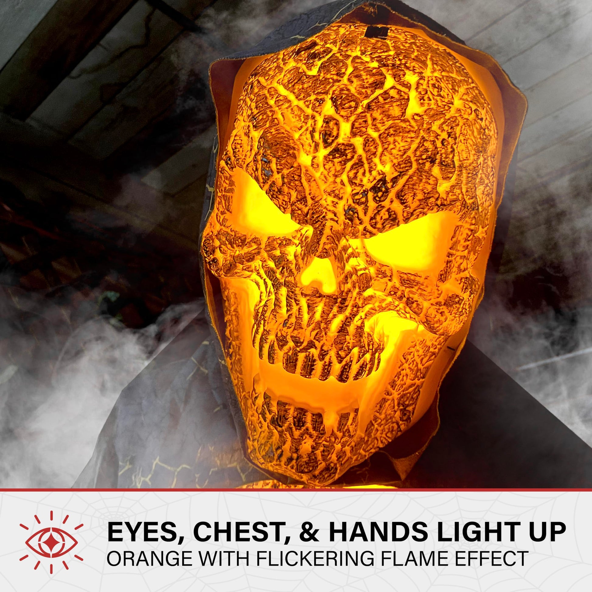 Haunted Hill Farm Motion-Activated 6-Ft. Tall Ghostly Guide, Plug-in Talking Scare Prop Animatronic with Spooky Sound Effects and Lights for Indoor or Covered Outdoor Creepy Halloween Decoration