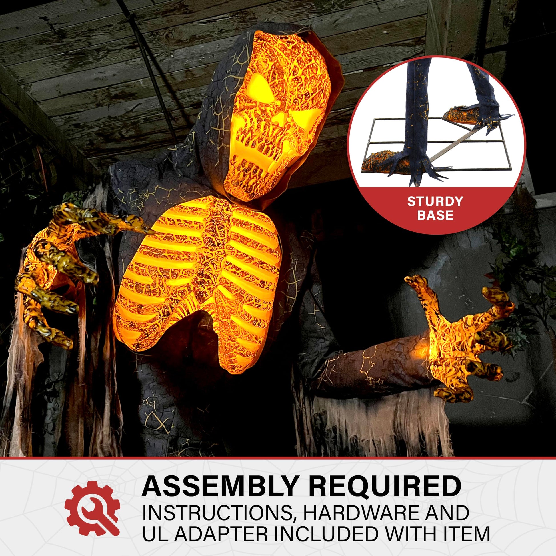 Haunted Hill Farm Motion-Activated 6-Ft. Tall Ghostly Guide, Plug-in Talking Scare Prop Animatronic with Spooky Sound Effects and Lights for Indoor or Covered Outdoor Creepy Halloween Decoration