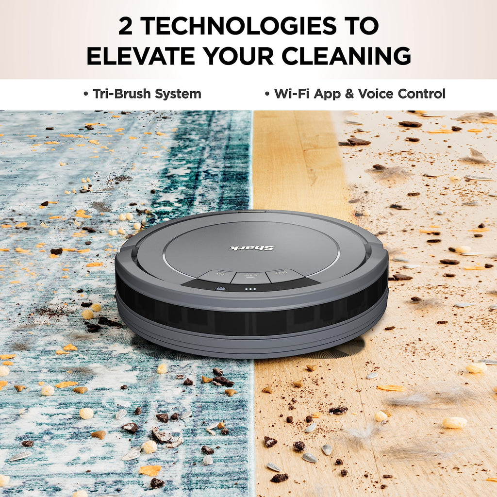Shark AI Ultra Voice Control Robot Vacuum with Matrix Clean Navigation, Home Mapping, 60-Day Capacity, XL Self-Empty Base for Homes with Pets, Carpet & Hard Floors, Cool Grey