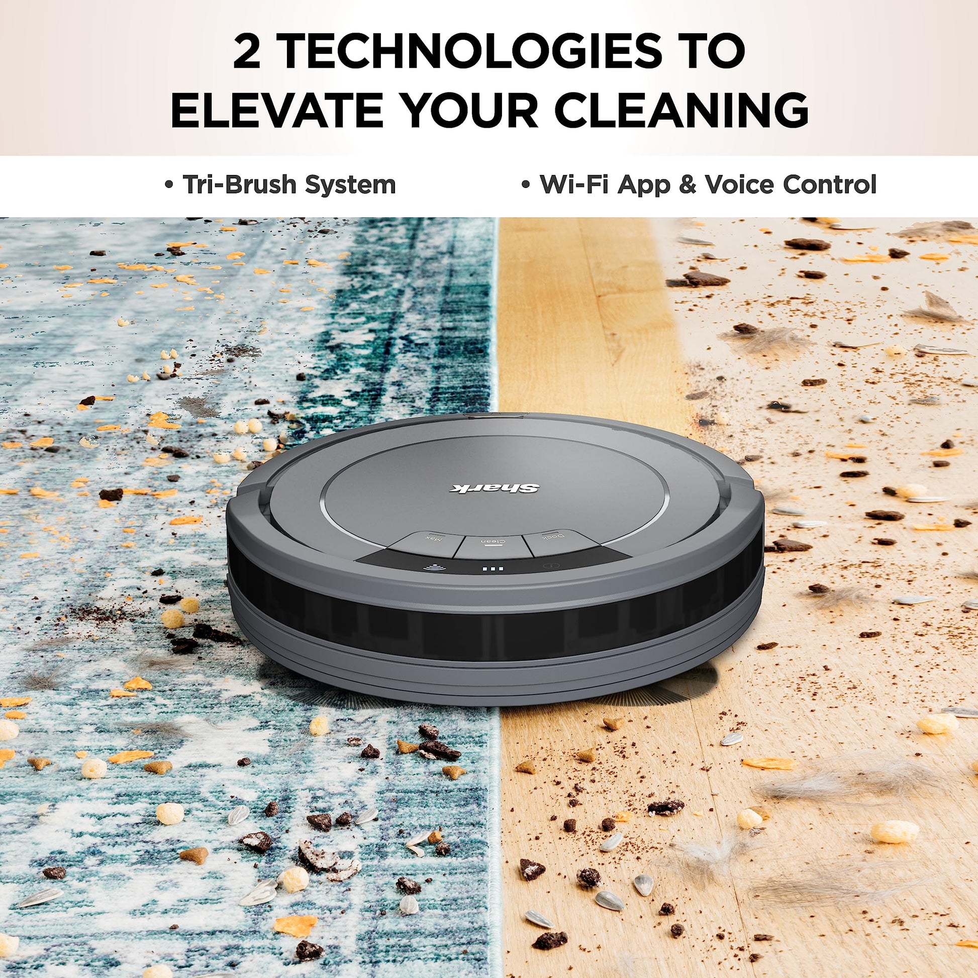 Shark AI Ultra Voice Control Robot Vacuum with Matrix Clean Navigation, Home Mapping, 60-Day Capacity, XL Self-Empty Base for Homes with Pets, Carpet & Hard Floors, Cool Grey