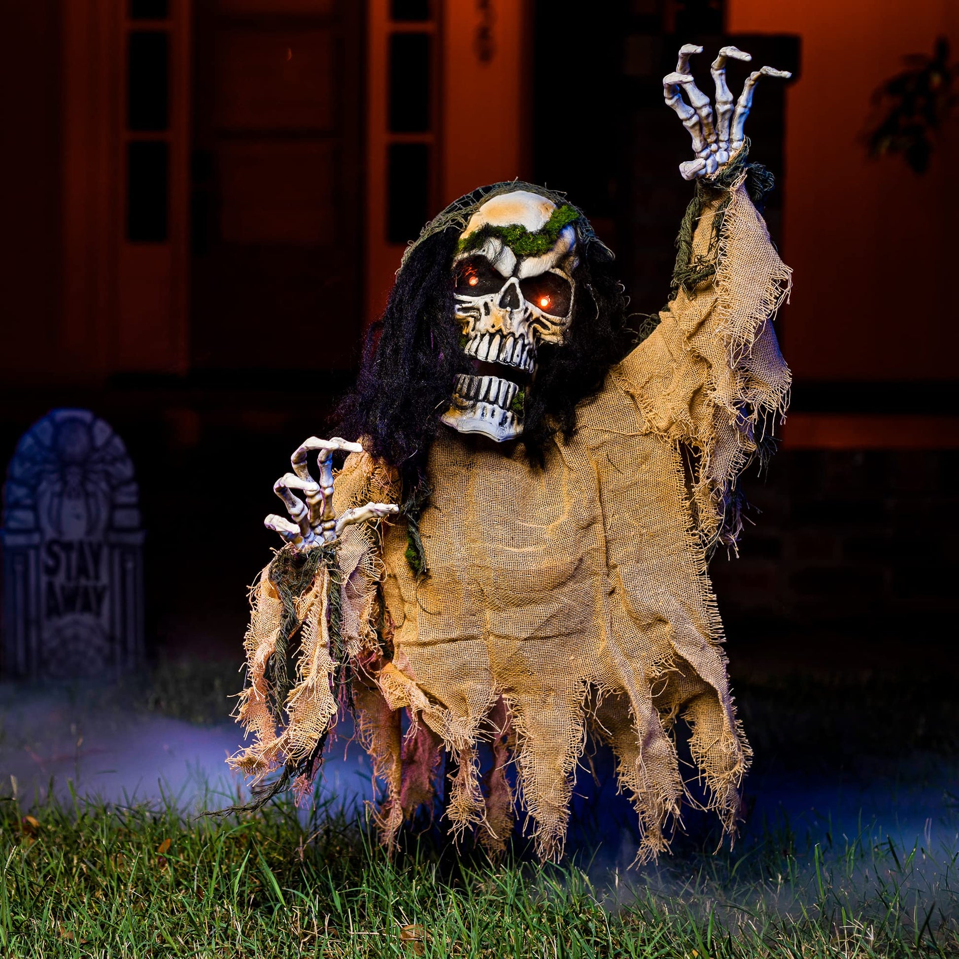 JOYIN Halloween Animated Zombie Groundbreaker Outdoor Decor with Light Up Eyes Creepy Animatronic Decorations with Movable Arms for Halloween Party Prop and Lawn Patio Yard Outside Decorations