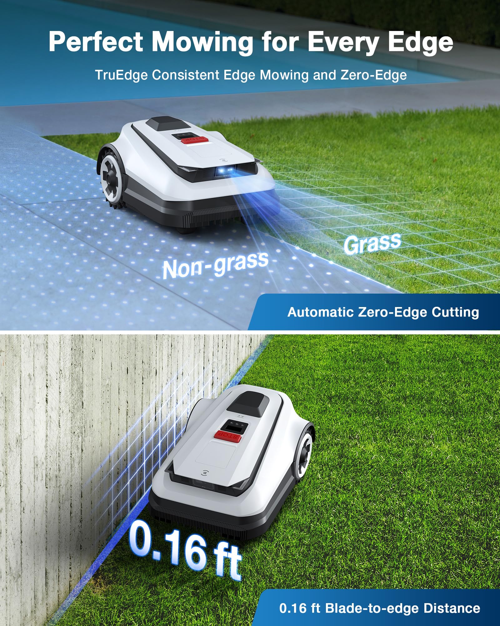 ECOVACS Goat O1000 RTK Robot Lawn Mower, Perimeter Wire Free Vision Robotic Lawnmower for 1/4 Acres Lawn, Automated Mapping, APP Control, 3D Obstacle Avoidance, Zero-Edge Cutting