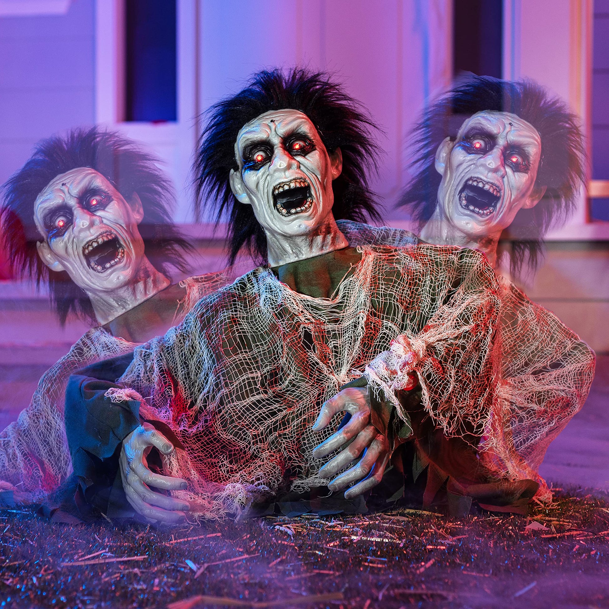 JOYIN Halloween Animated Zombie Groundbreaker Outdoor Decor with Light Up Eyes Creepy Animatronic Decorations with Movable Arms for Halloween Party Prop and Lawn Patio Yard Outside Decorations