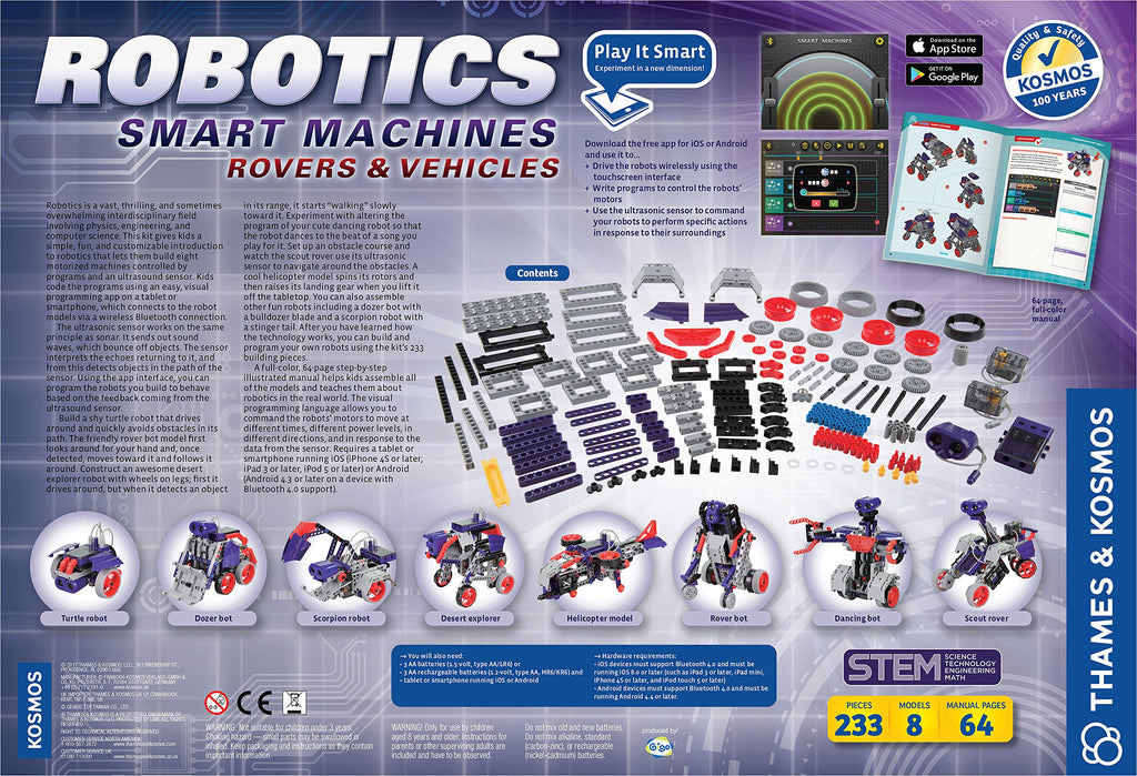 Thames & Kosmos | Robotics Smart Machines | Robotics for Kids 8 and up | STEM Kit builds 8 Robots | Full Color Manual to help with assembly | Requires tablet or smartphone | Parents' Choice Gold Award
